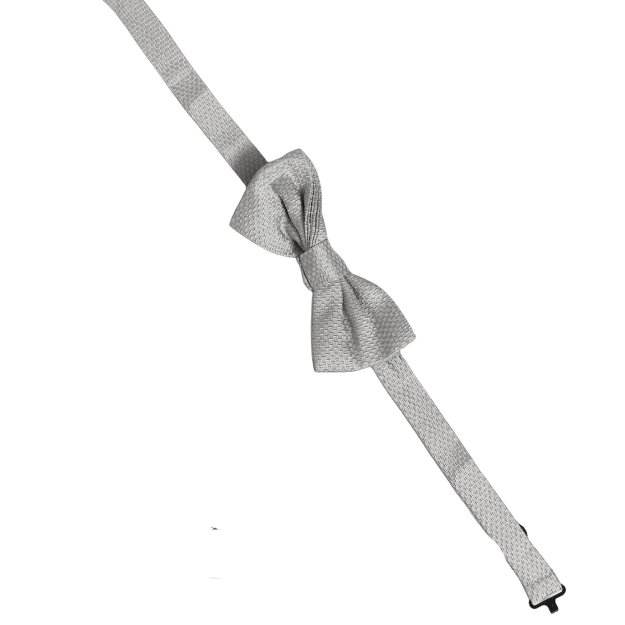 Dolce & Gabbana Men Gray 100% Silk Adjustable Neck Papillon Bow Tie