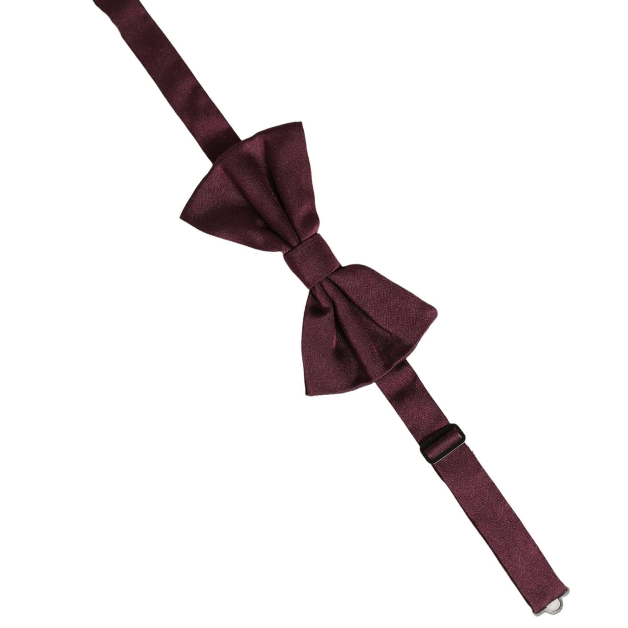 Dolce & Gabbana Men Maroon 100% Silk Adjustable Neck Papillon Bow Tie