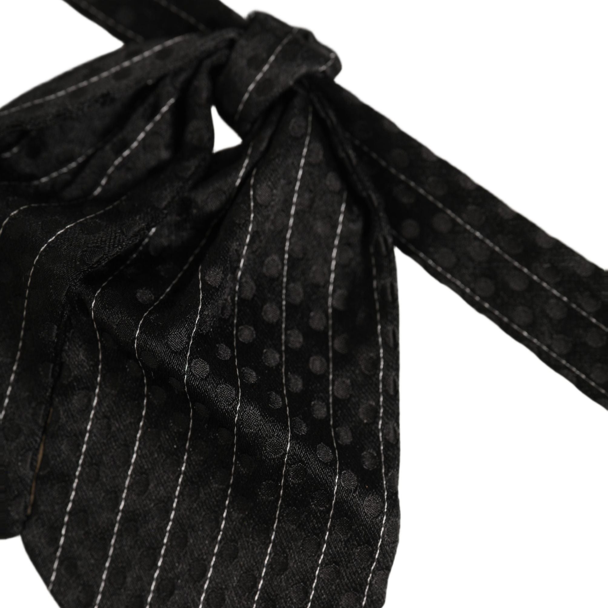 Dolce & Gabbana Men Black Pinstripe Silk Adjustable Neck Papillon Bow Tie