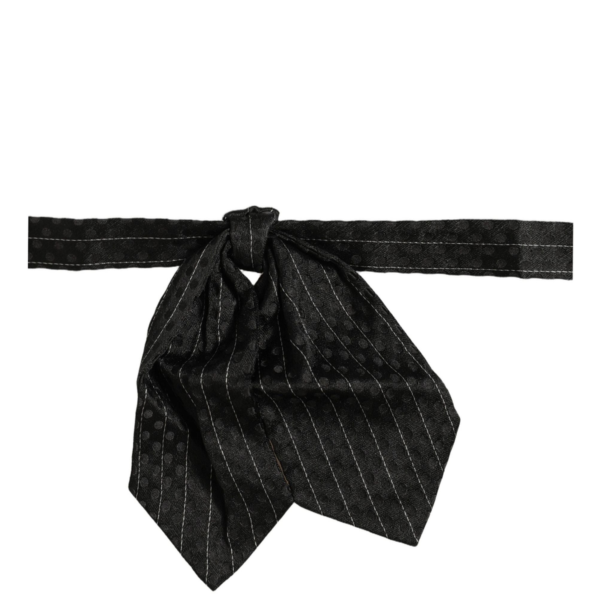 Dolce & Gabbana Men Black Pinstripe Silk Adjustable Neck Papillon Bow Tie