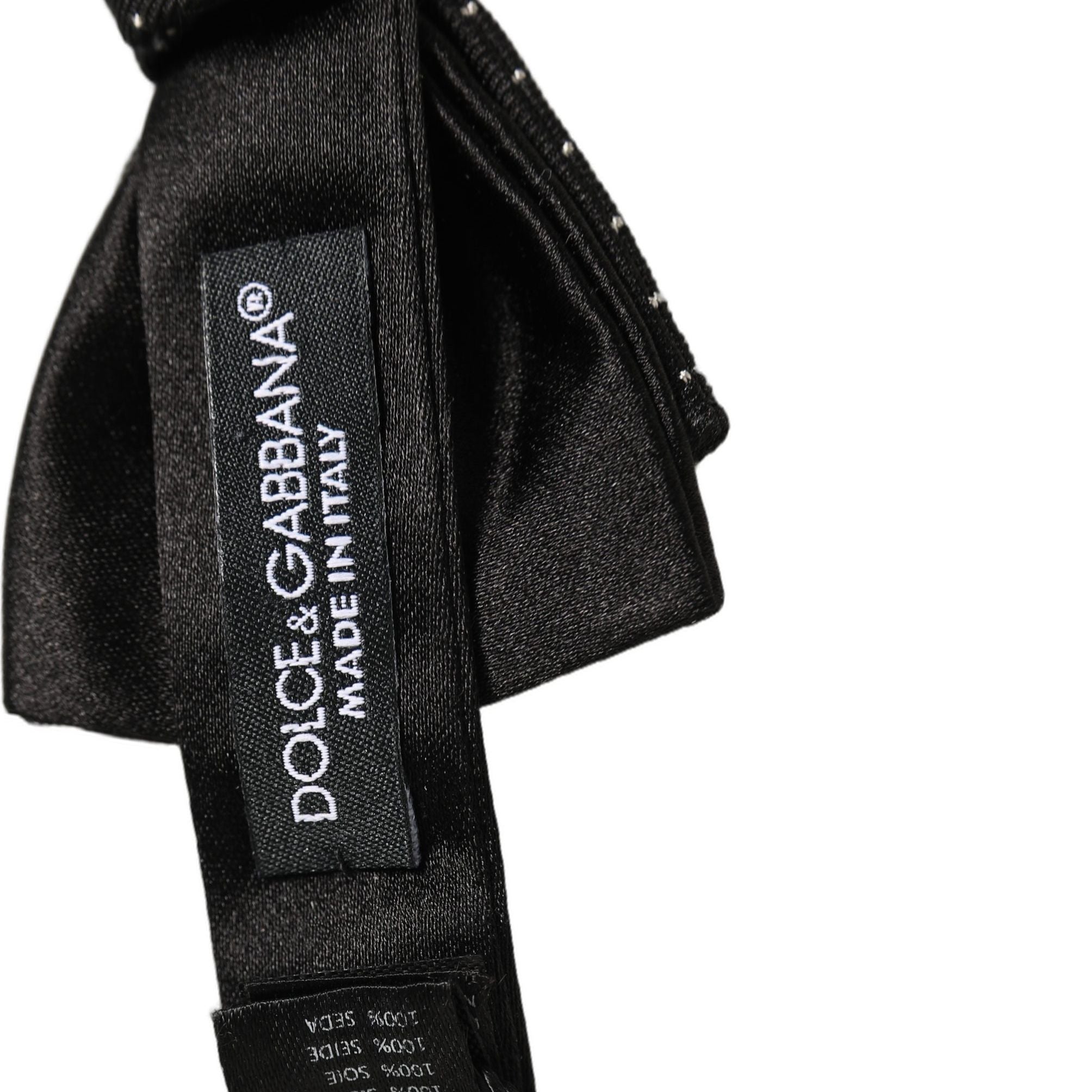Dolce & Gabbana Men Black DG Polka Dot Adjustable Neck Papillon Bow Tie