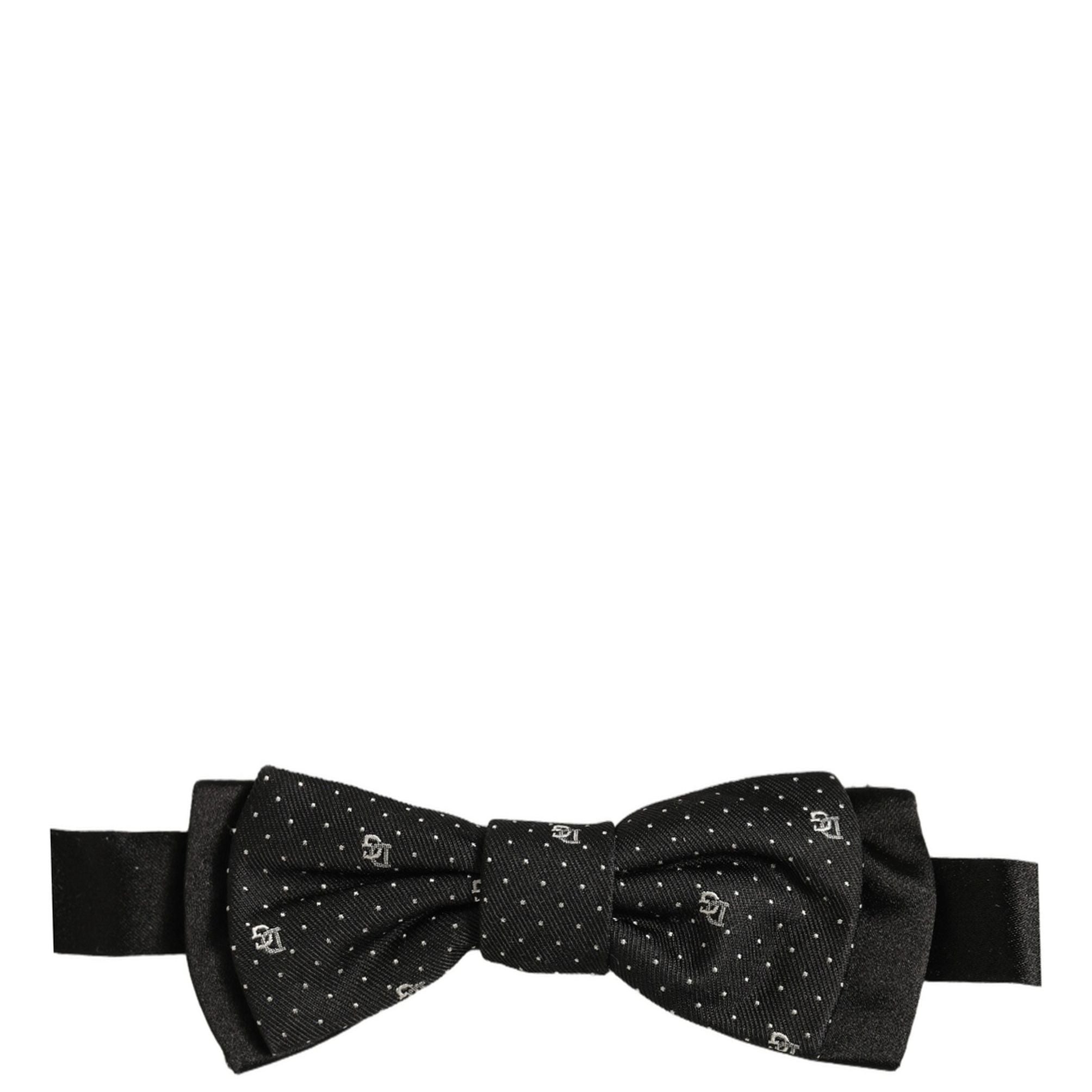 Dolce & Gabbana Men Black DG Polka Dot Adjustable Neck Papillon Bow Tie