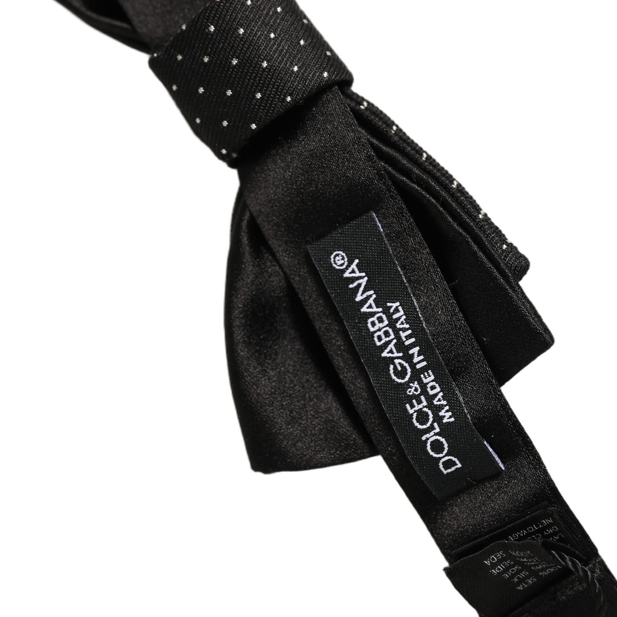 Dolce & Gabbana Men Black DG Polka Dot Adjustable Neck Papillon Bow Tie