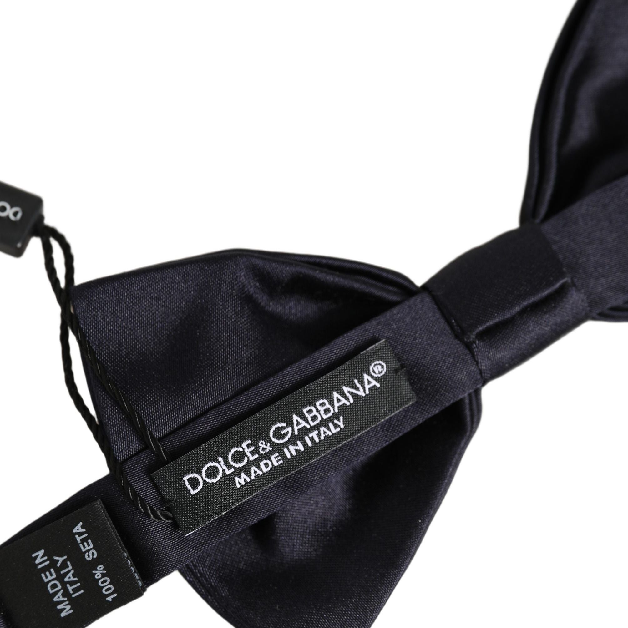 Dolce & Gabbana Men Black 100% Silk Adjustable Neck Papillon Bow Tie