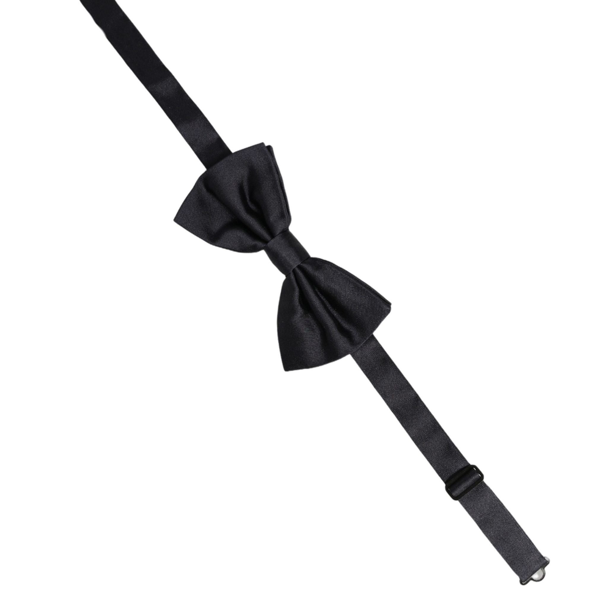 Dolce & Gabbana Men Black 100% Silk Adjustable Neck Papillon Bow Tie