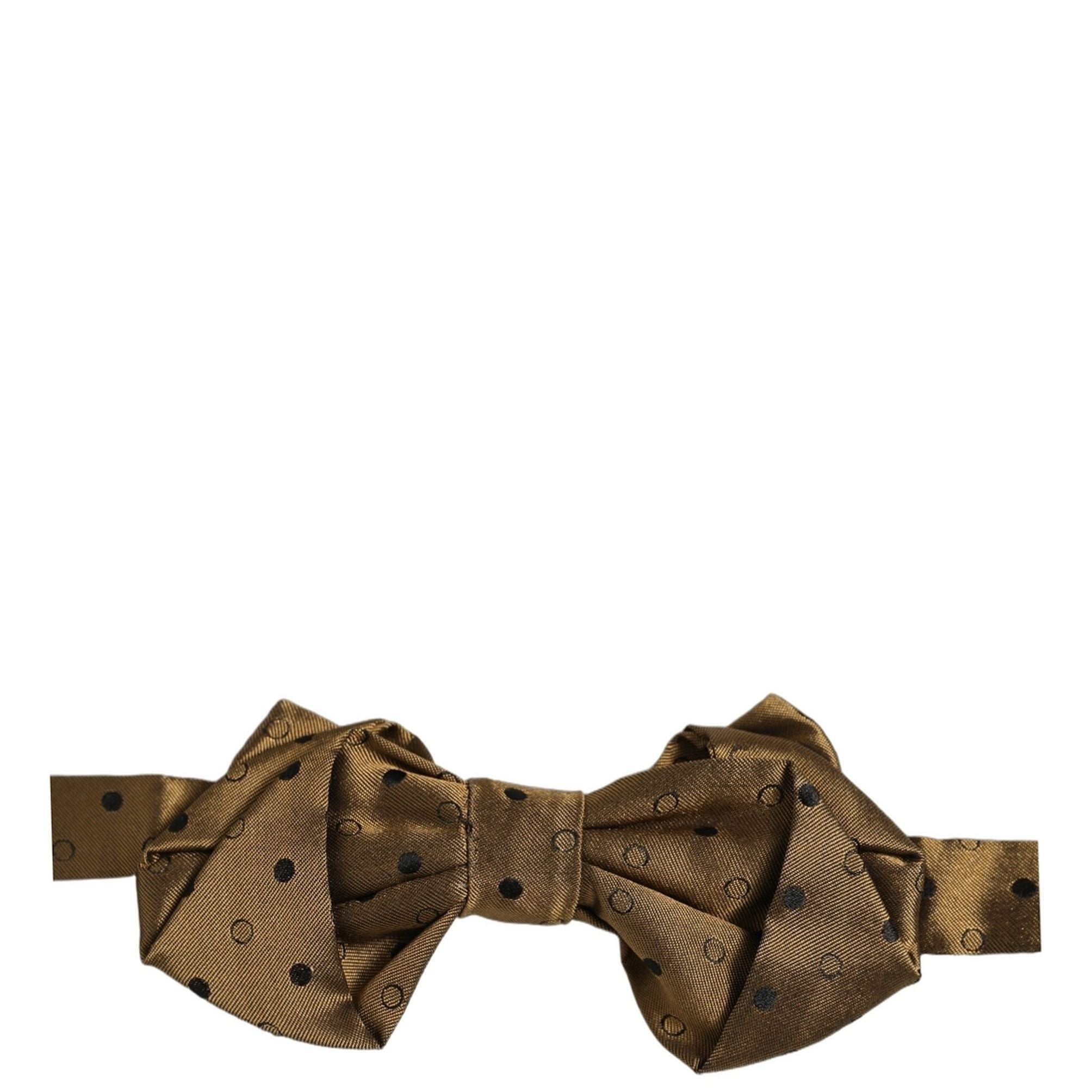 Dolce & Gabbana Men Brown Polka Dot Silk Adjustable Neck Papillon Bow Tie