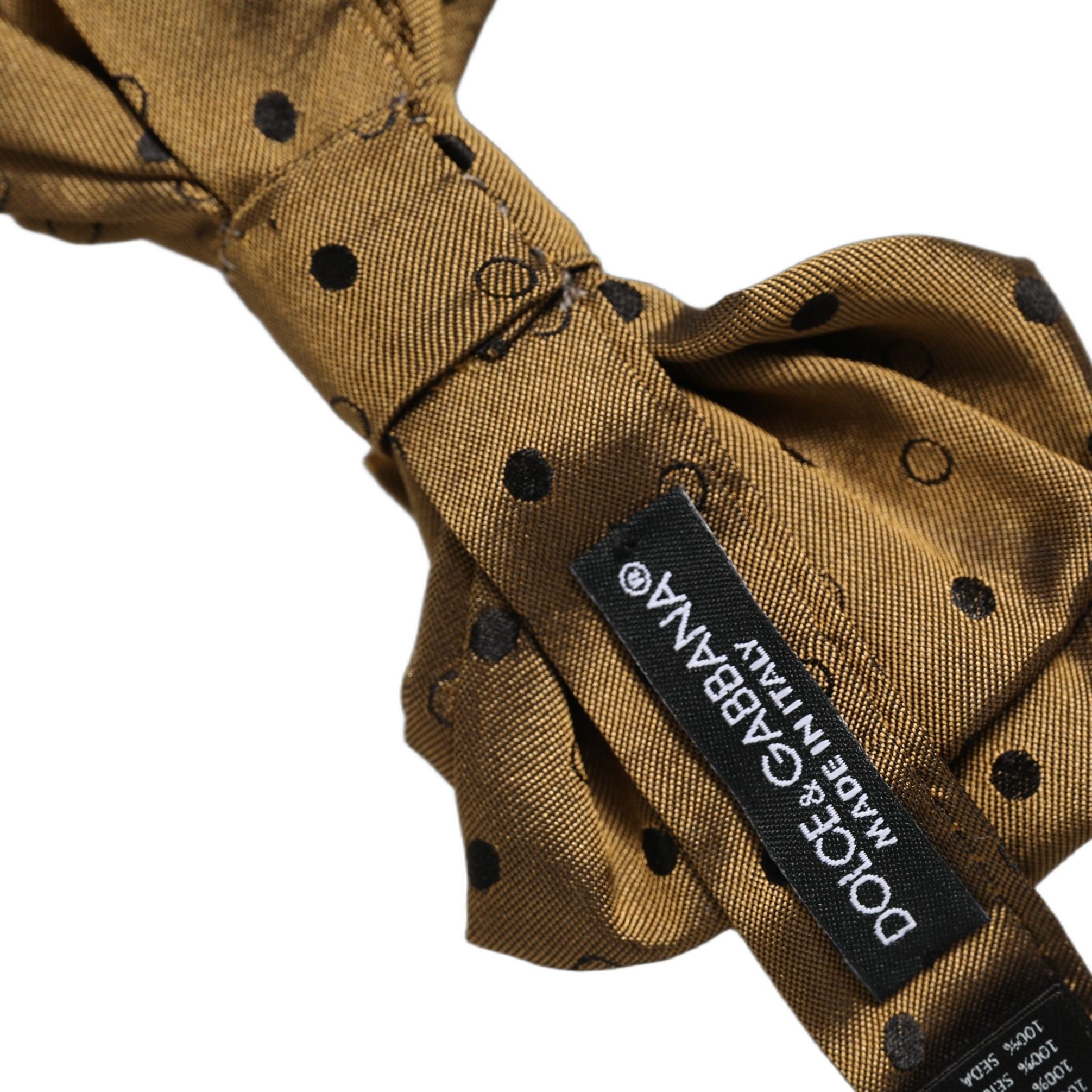 Dolce & Gabbana Men Brown Polka Dot Silk Adjustable Neck Papillon Bow Tie