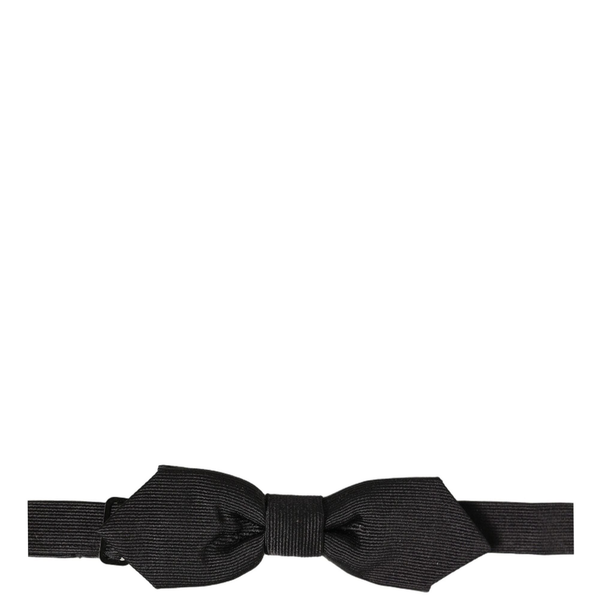 Dolce & Gabbana Men Black 100% Silk Adjustable Neck Papillon Bow Tie