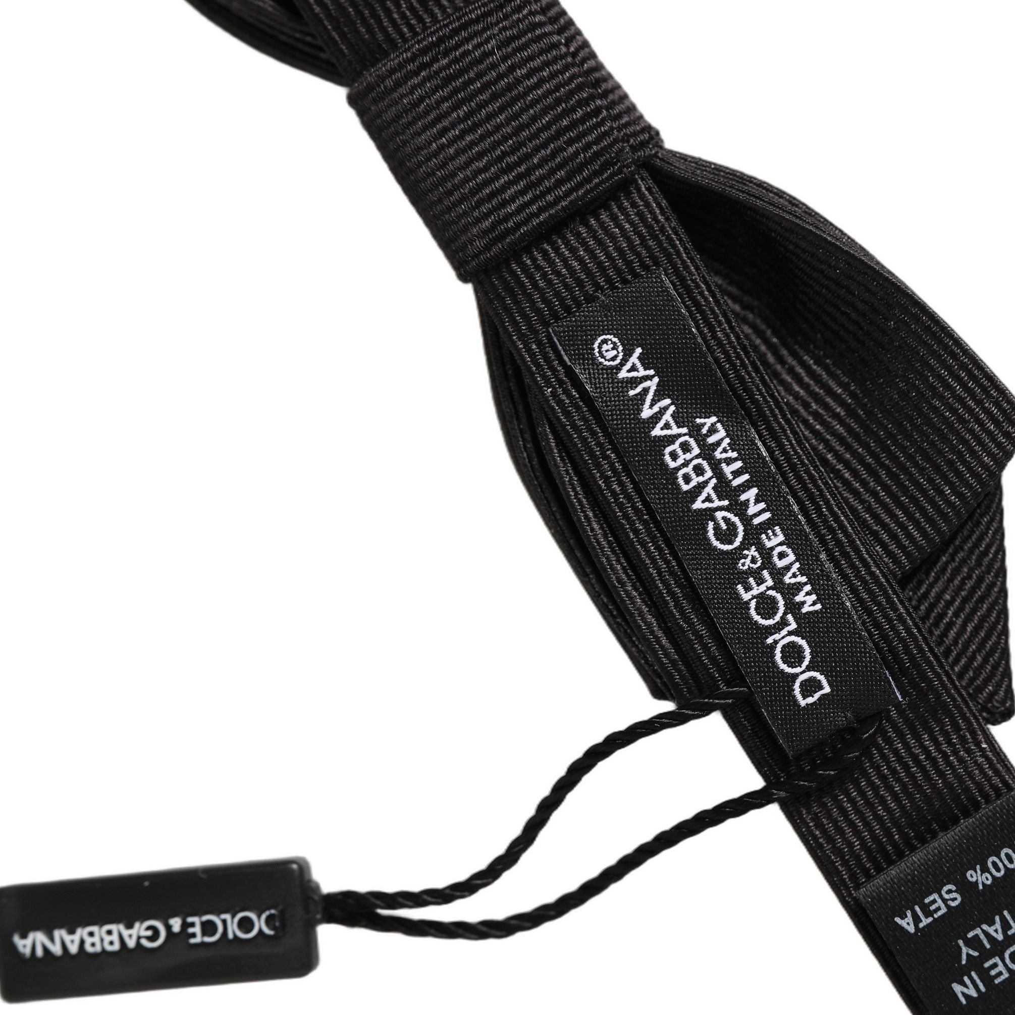 Dolce & Gabbana Men Black 100% Silk Adjustable Neck Papillon Bow Tie