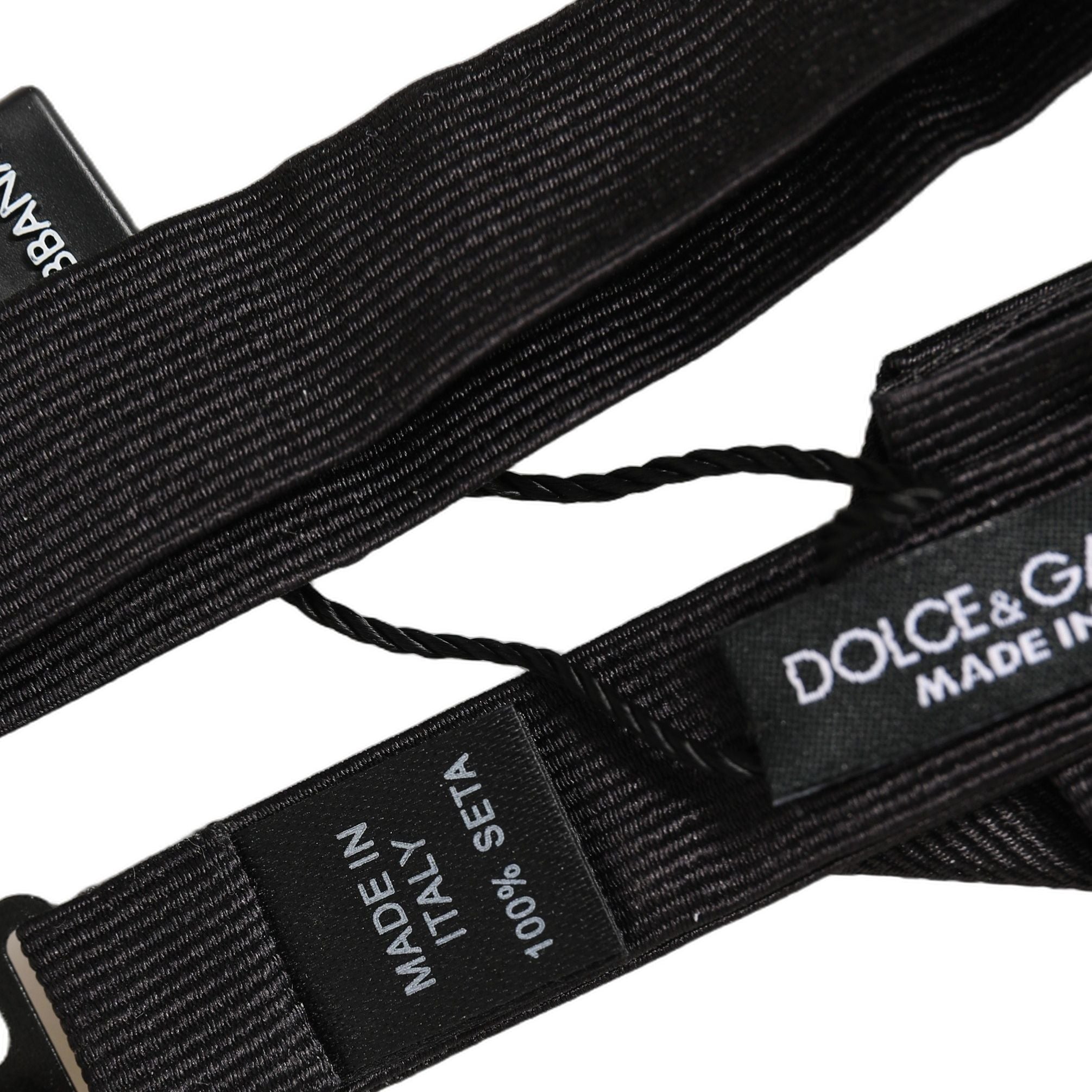 Dolce & Gabbana Men Black 100% Silk Adjustable Neck Papillon Bow Tie