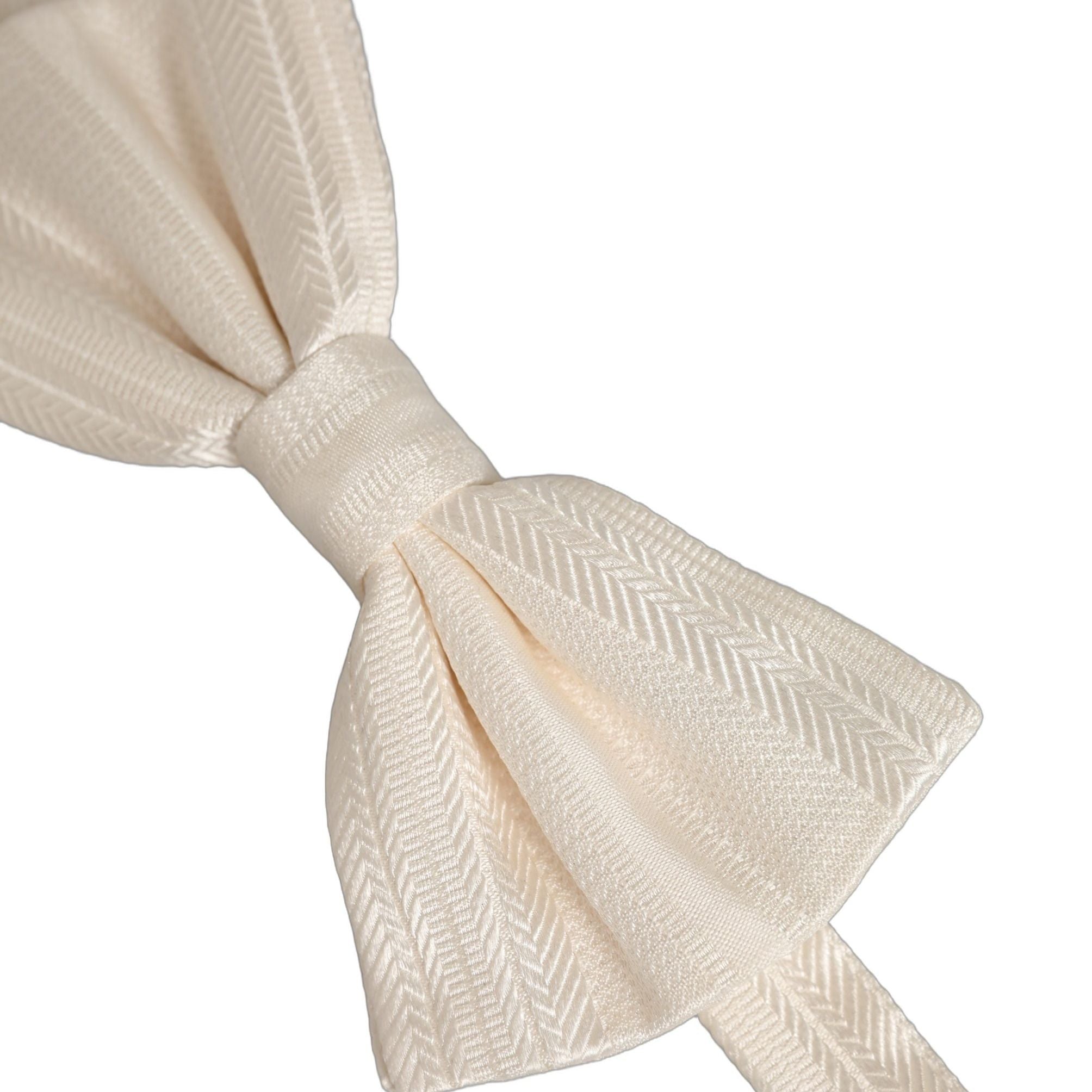 Dolce & Gabbana Men White 100% Silk Adjustable Neck Papillon Bow Tie