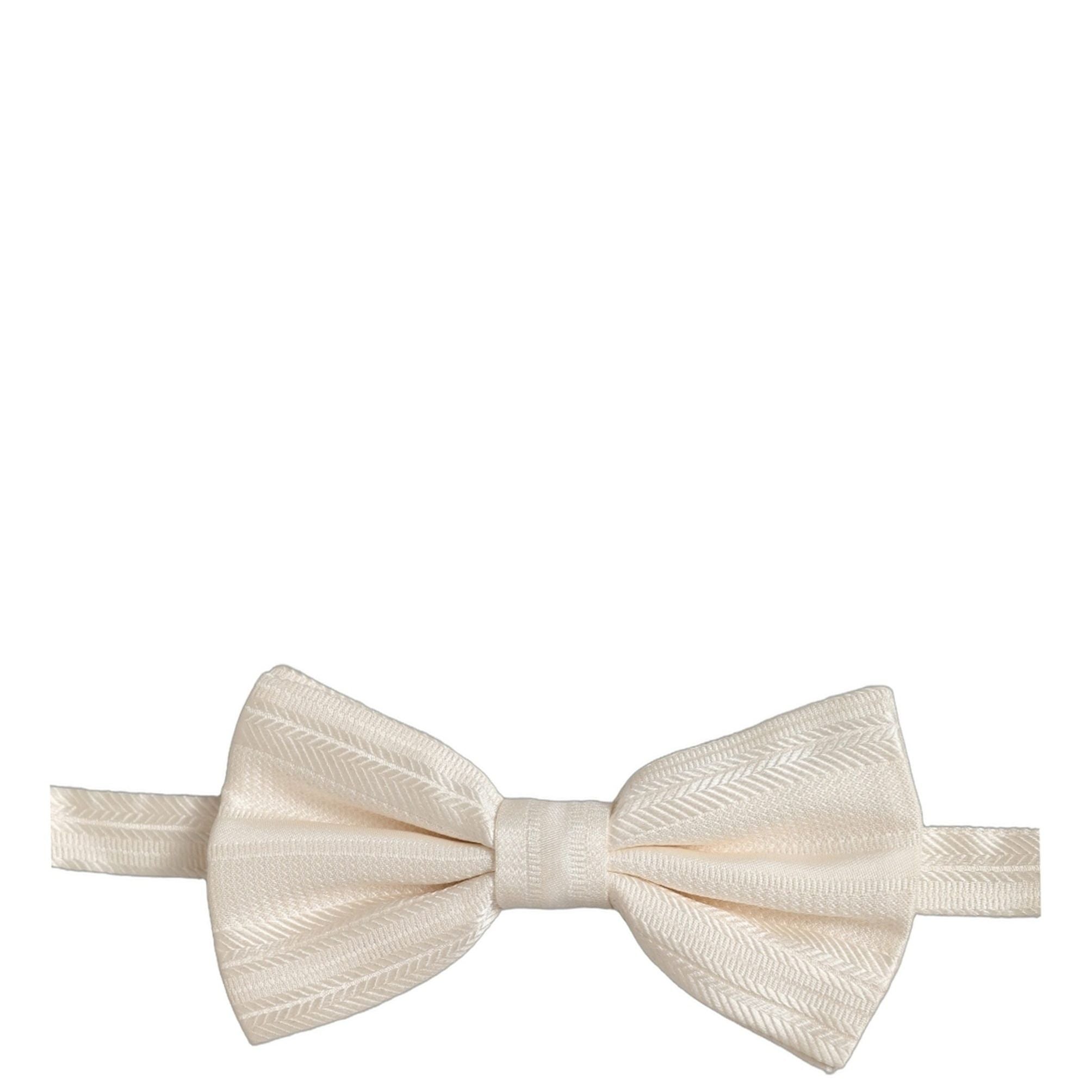 Dolce & Gabbana Men White 100% Silk Adjustable Neck Papillon Bow Tie