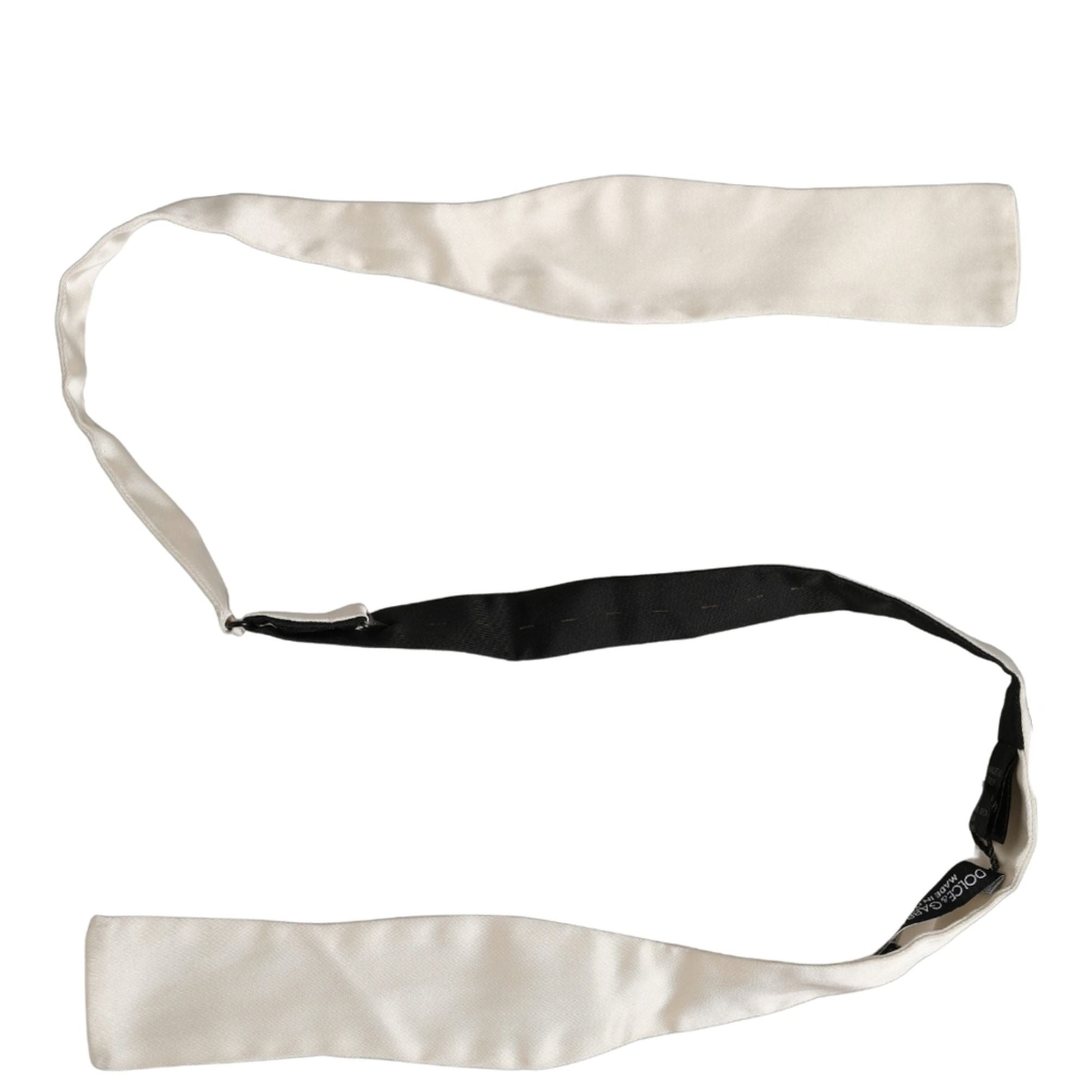 Dolce & Gabbana Men White 100% Silk Adjustable Neck Papillon Bow Tie