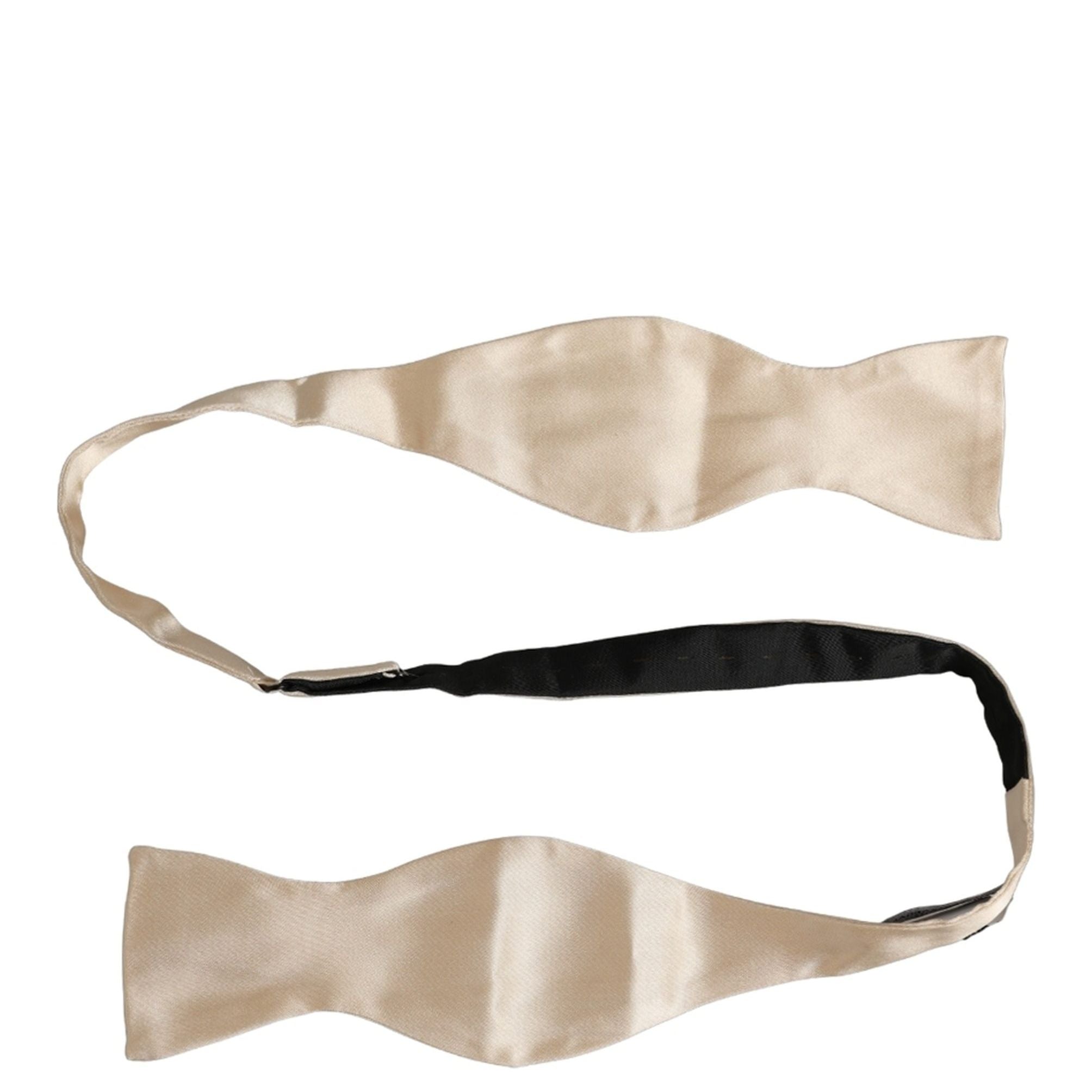 Dolce & Gabbana Men Beige 100% Silk Adjustable Neck Papillon Bow Tie