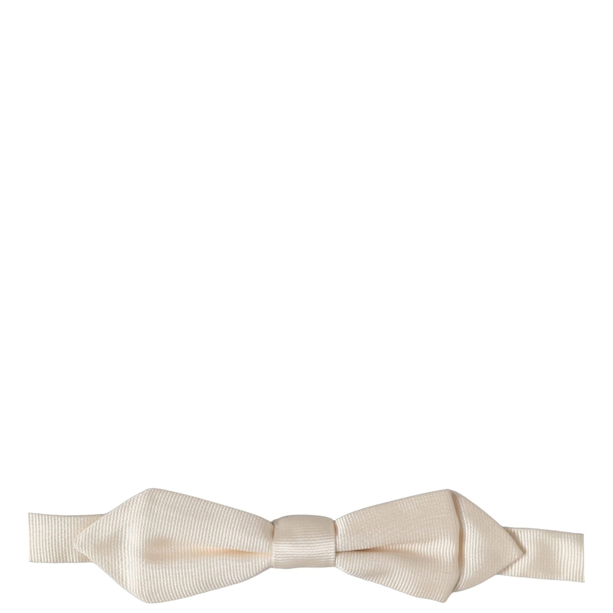 Dolce & Gabbana Men White 100% Silk Adjustable Neck Papillon Bow Tie