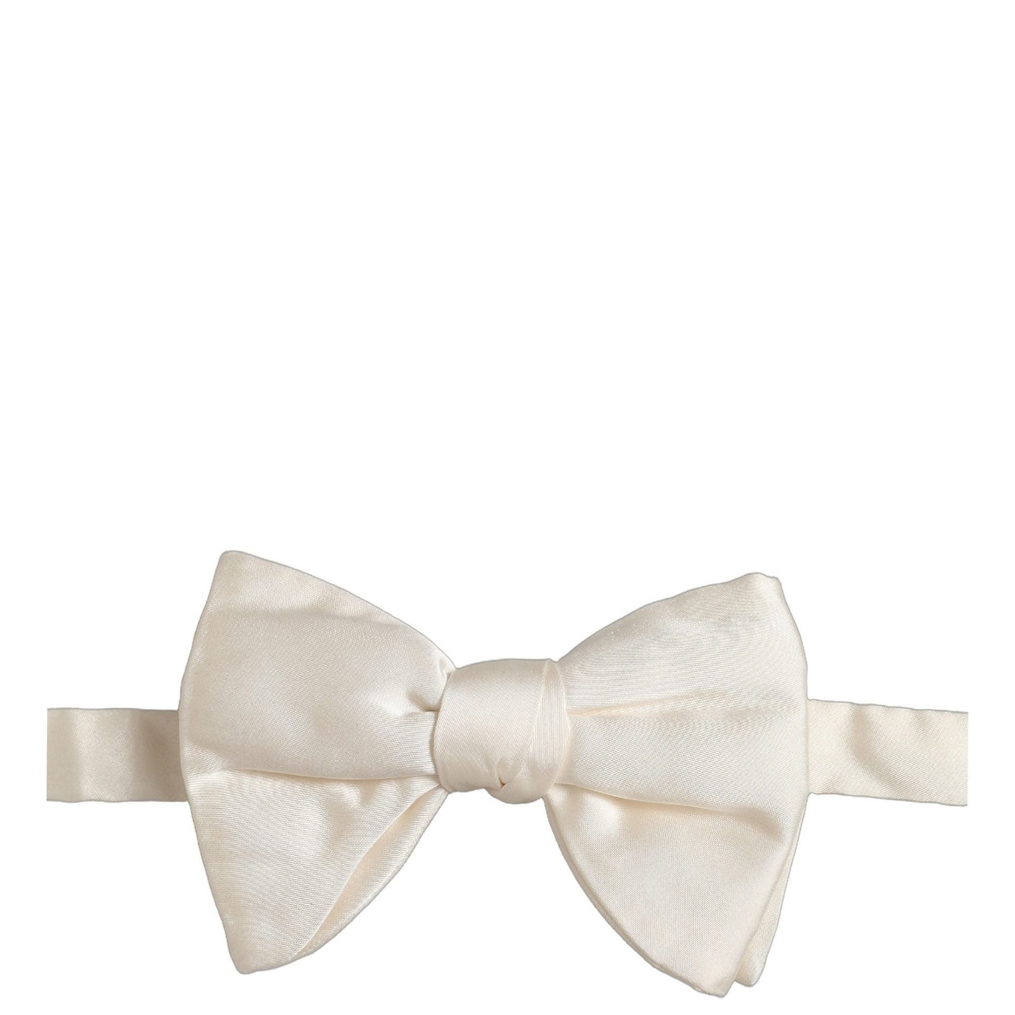 Dolce & Gabbana Men White 100% Silk Adjustable Neck Papillon Bow Tie