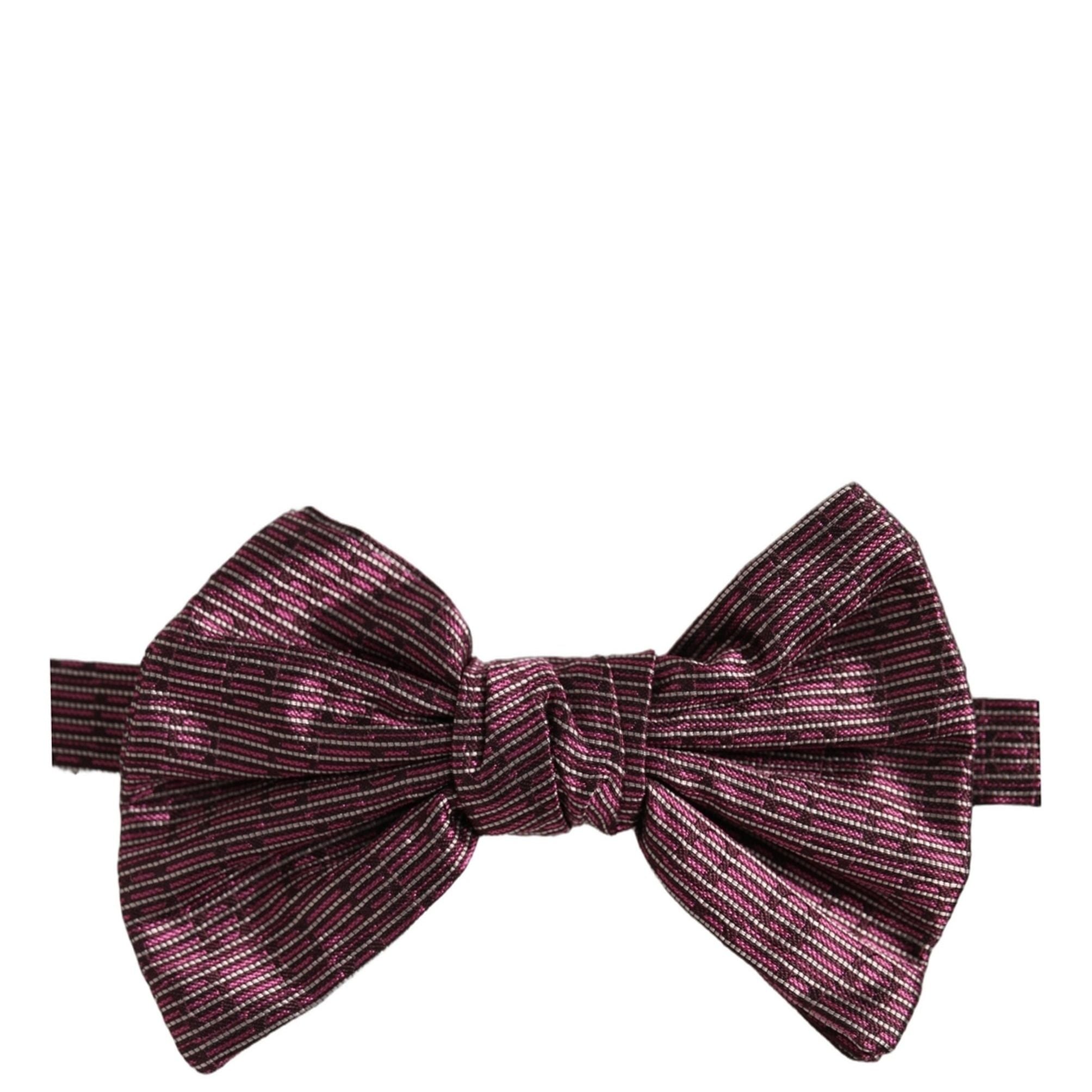 Dolce & Gabbana Men Maroon 100% Silk Adjustable Neck Papillon Bow Tie