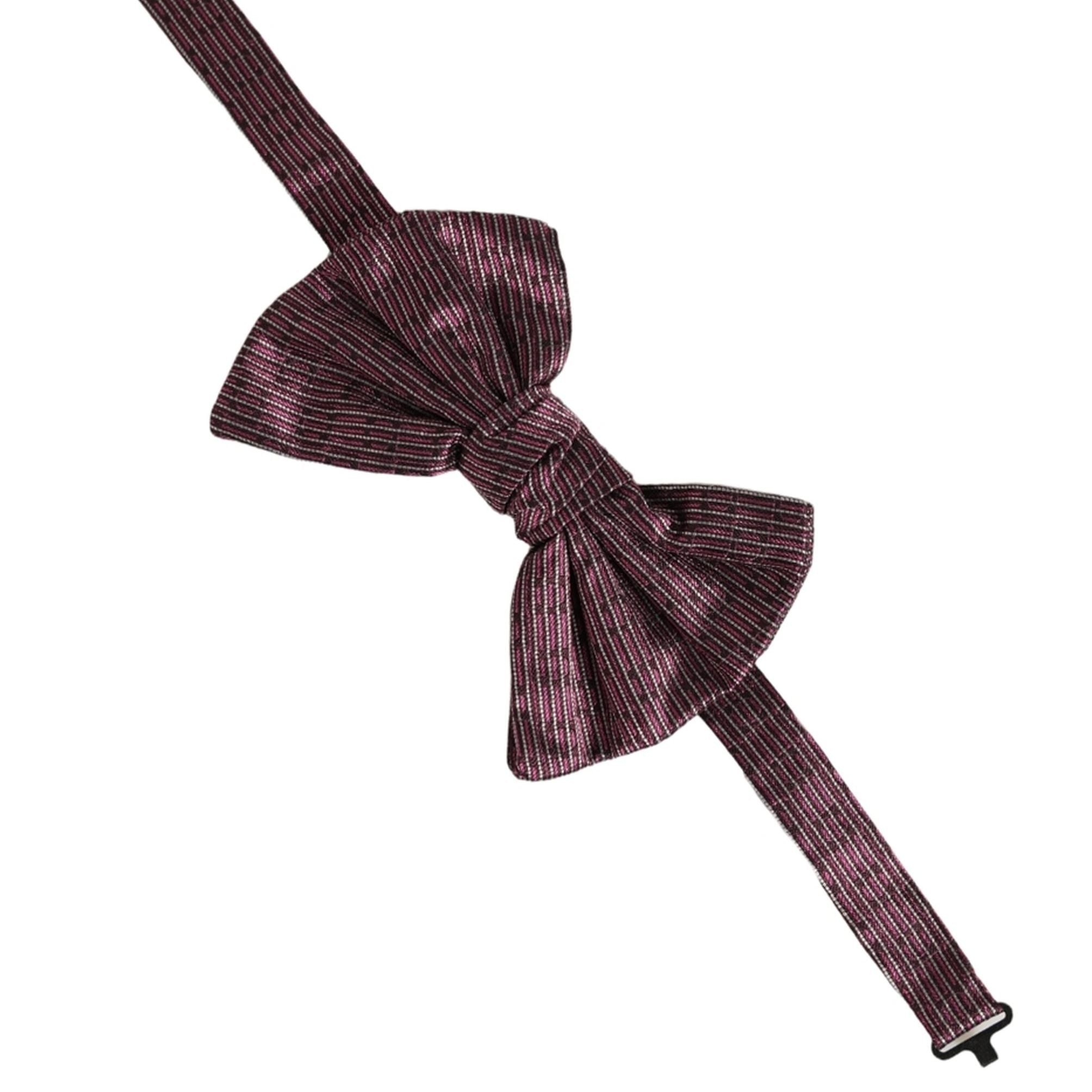 Dolce & Gabbana Men Maroon 100% Silk Adjustable Neck Papillon Bow Tie