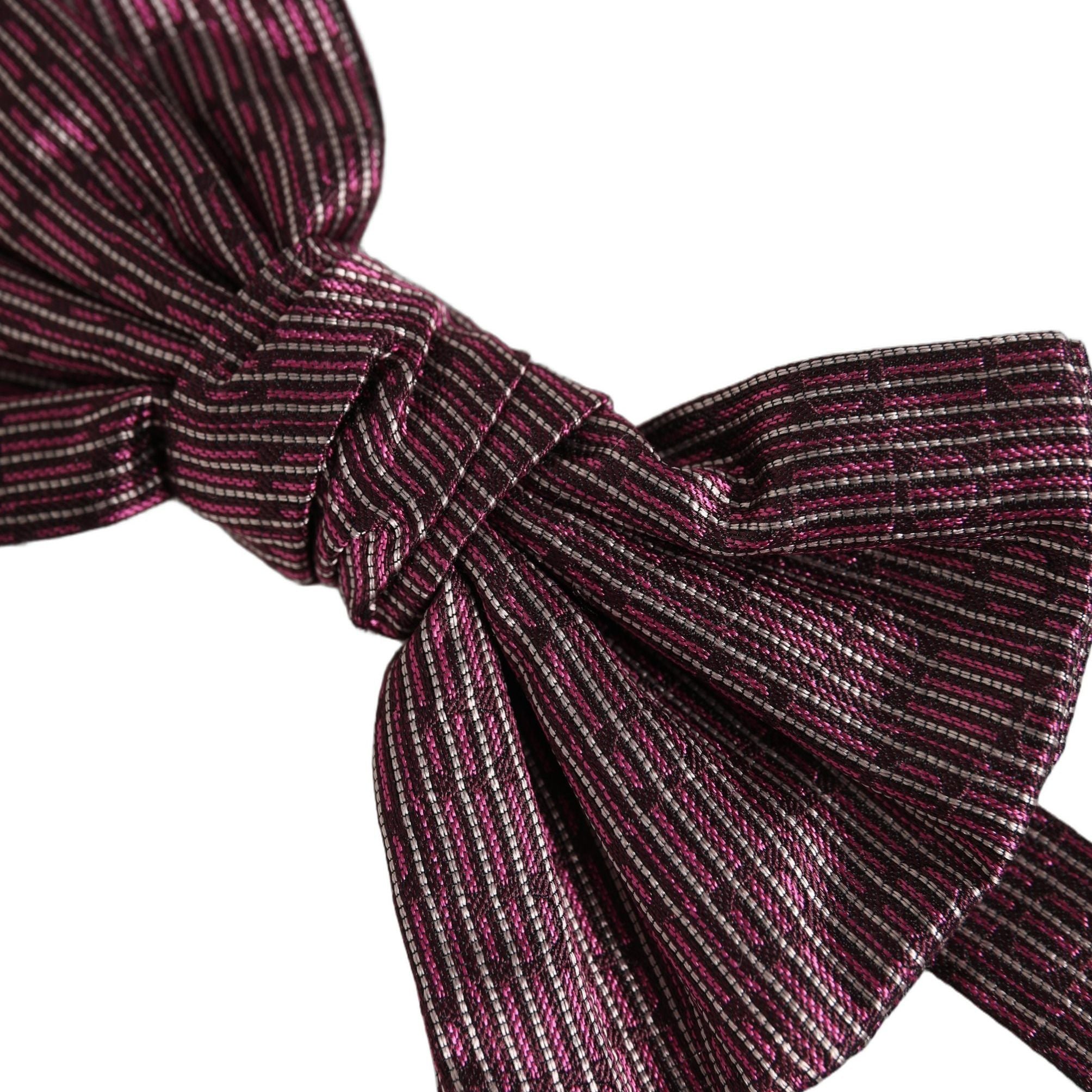 Dolce & Gabbana Men Maroon 100% Silk Adjustable Neck Papillon Bow Tie