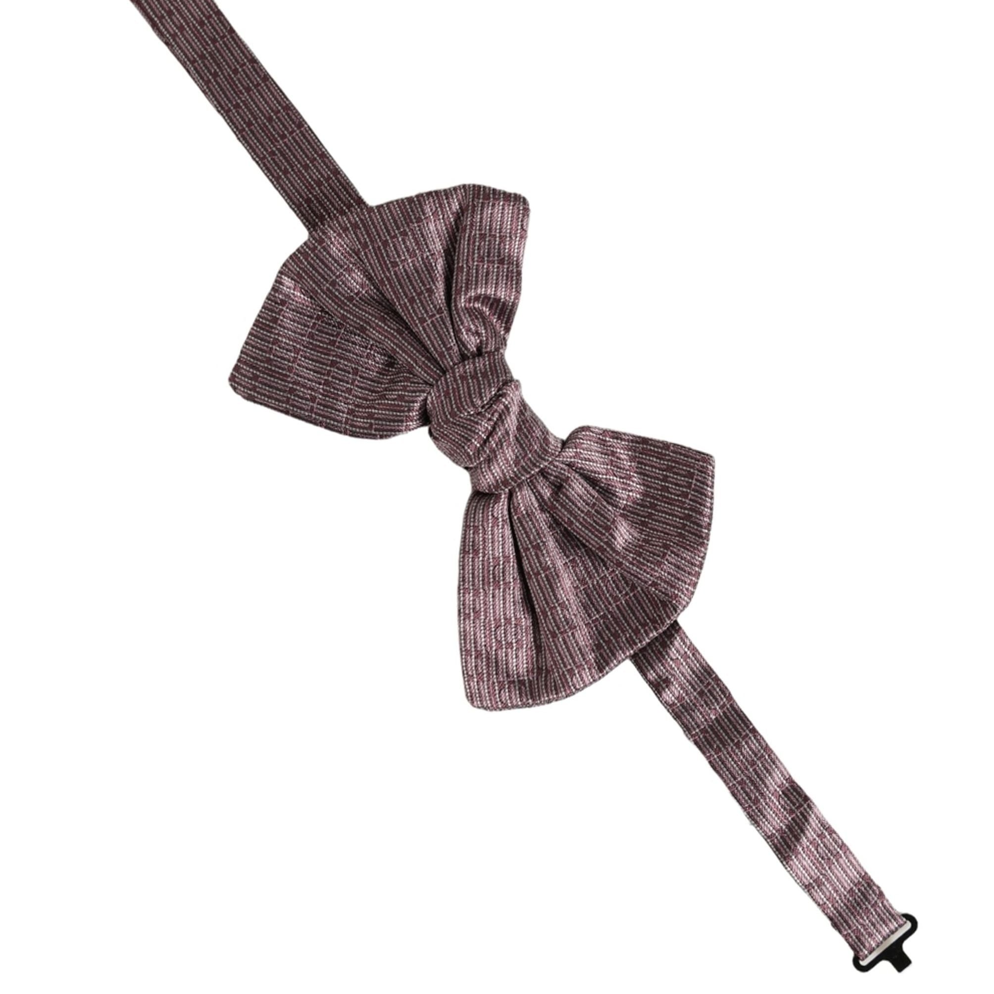 Dolce & Gabbana Men Maroon 100% Silk Adjustable Neck Papillon Bow Tie