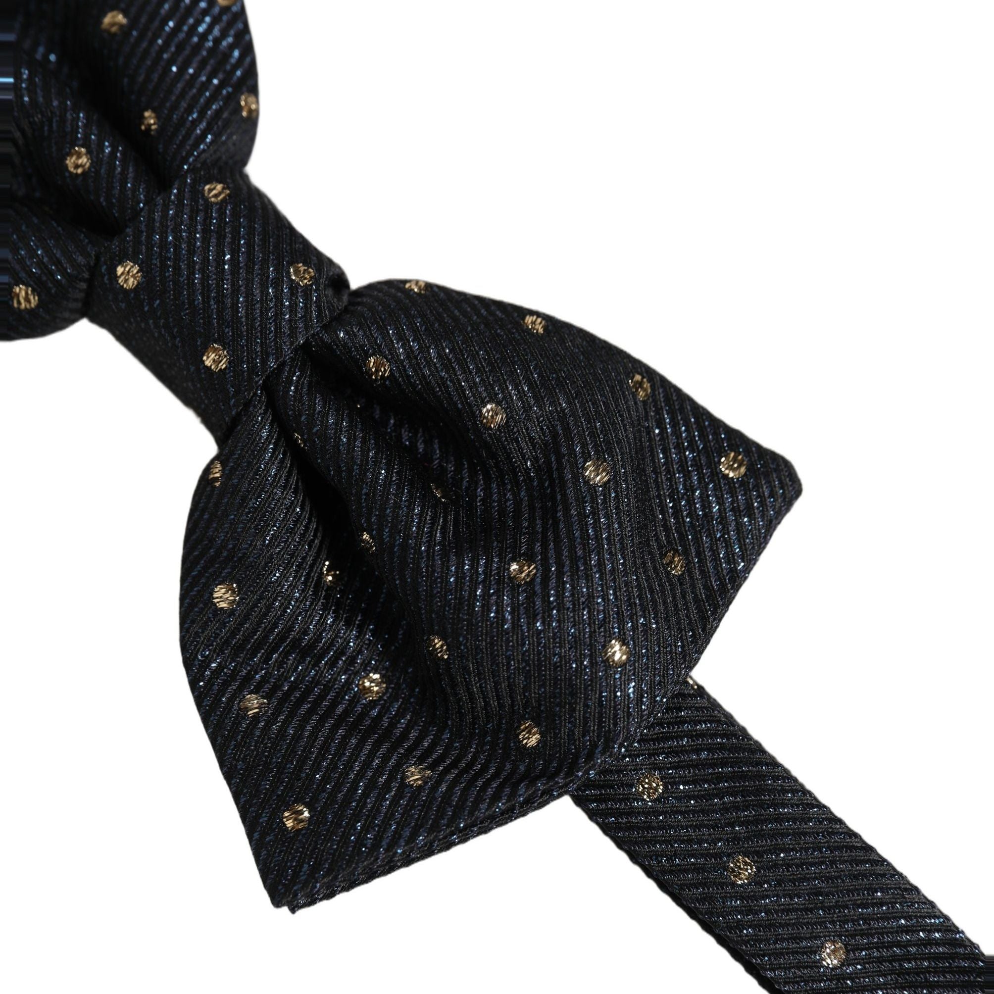 Dolce & Gabbana Men Black Polka Dot Silk Adjustable Neck Papillon Bow Tie
