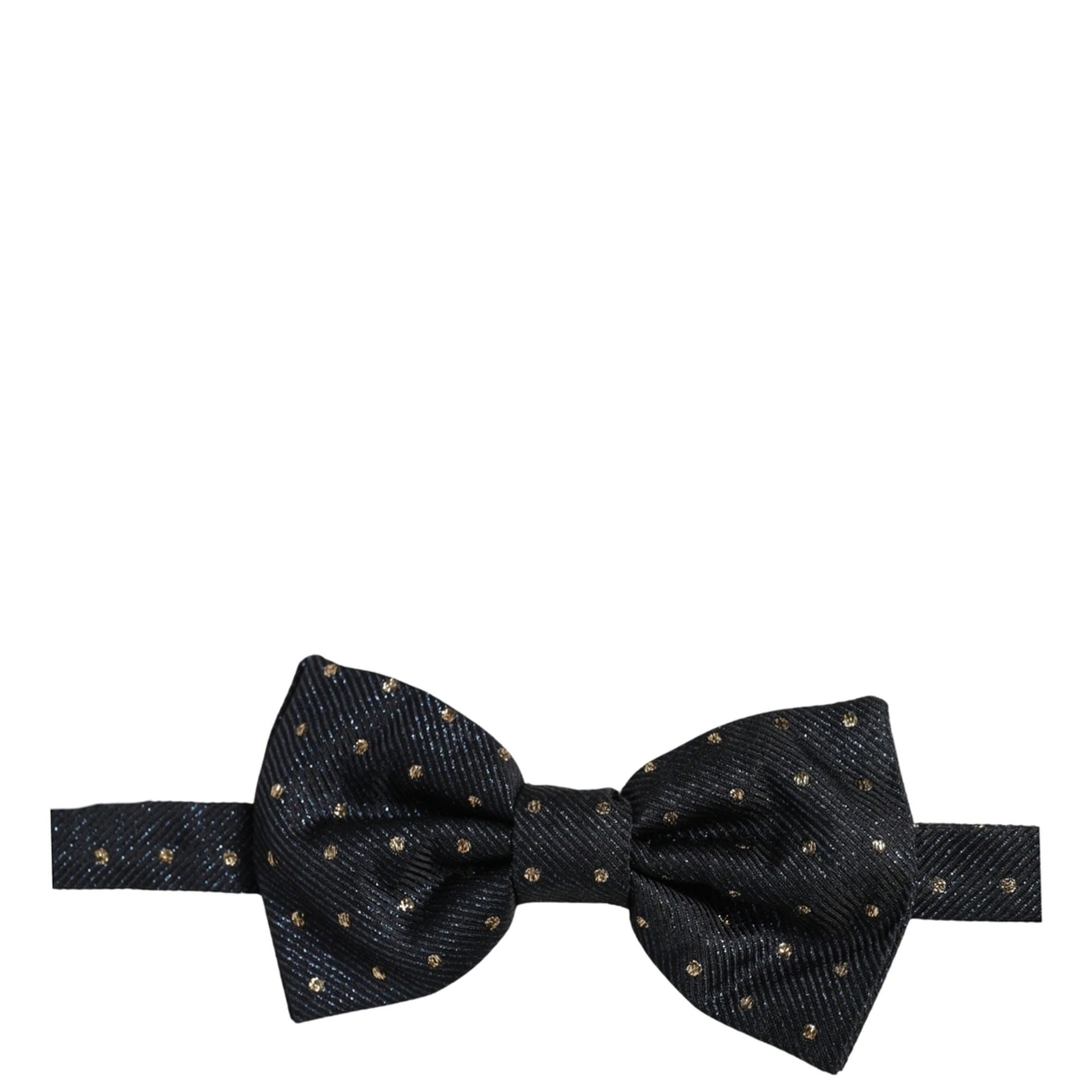 Dolce & Gabbana Men Black Polka Dot Silk Adjustable Neck Papillon Bow Tie