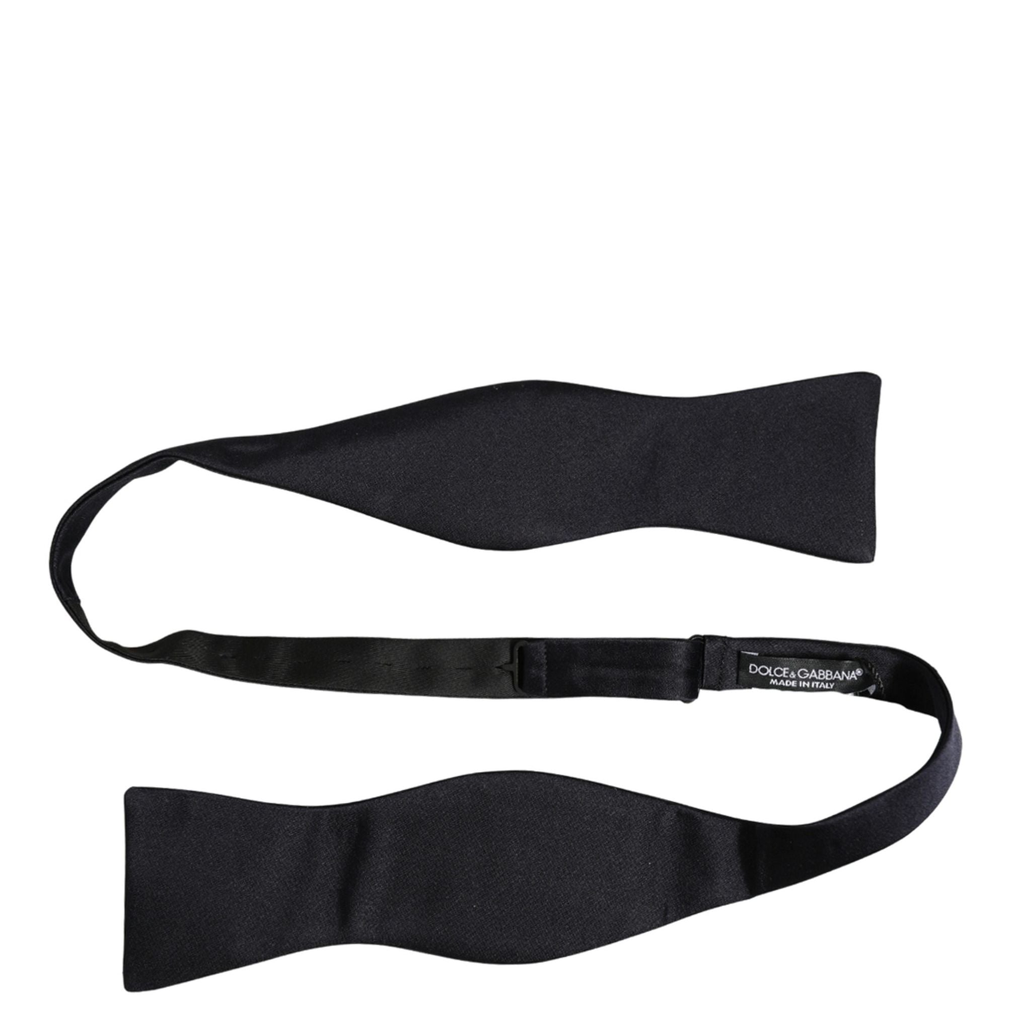 Dolce & Gabbana Men Black 100% Silk Adjustable Neck Papillon Bow Tie