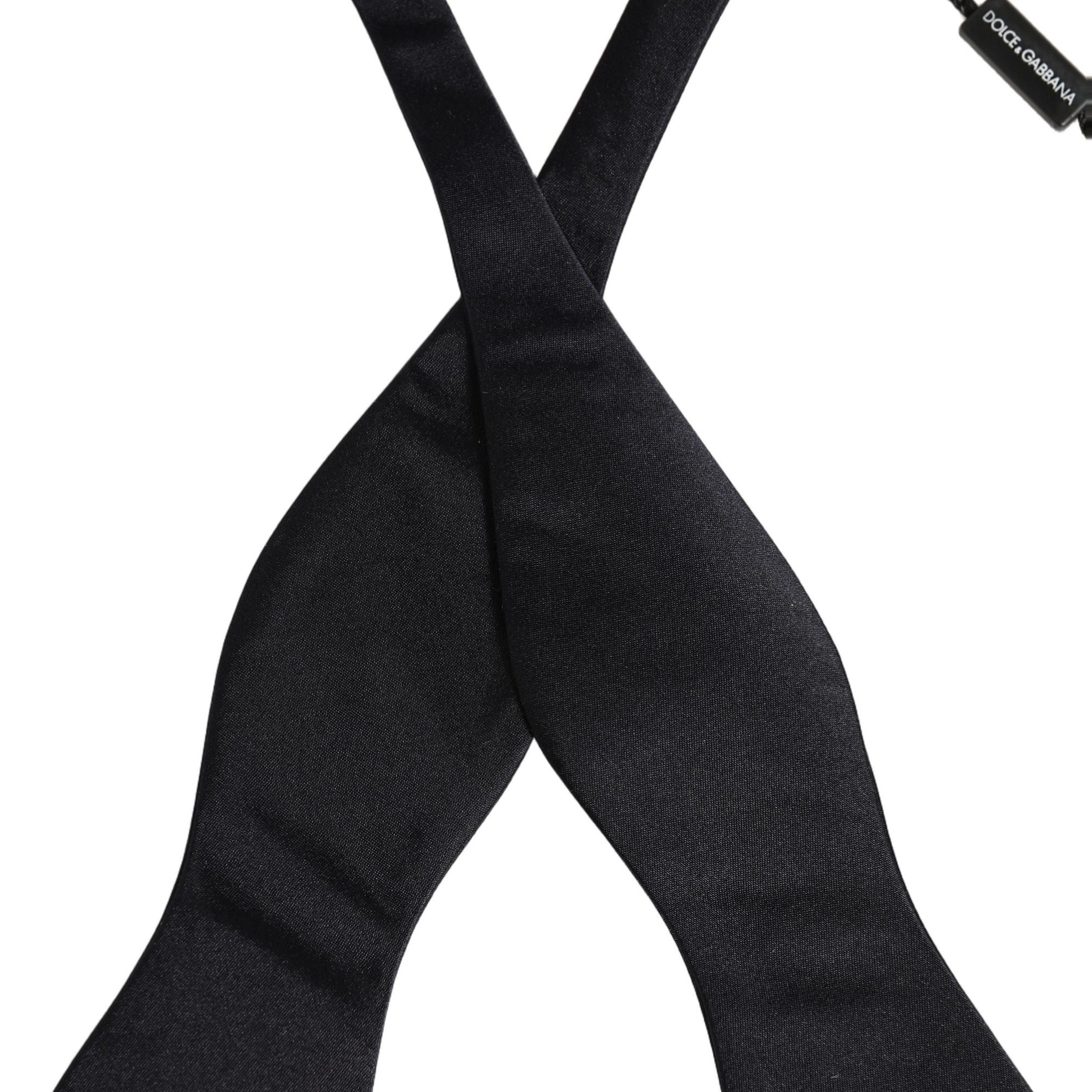 Dolce & Gabbana Men Black 100% Silk Adjustable Neck Papillon Bow Tie