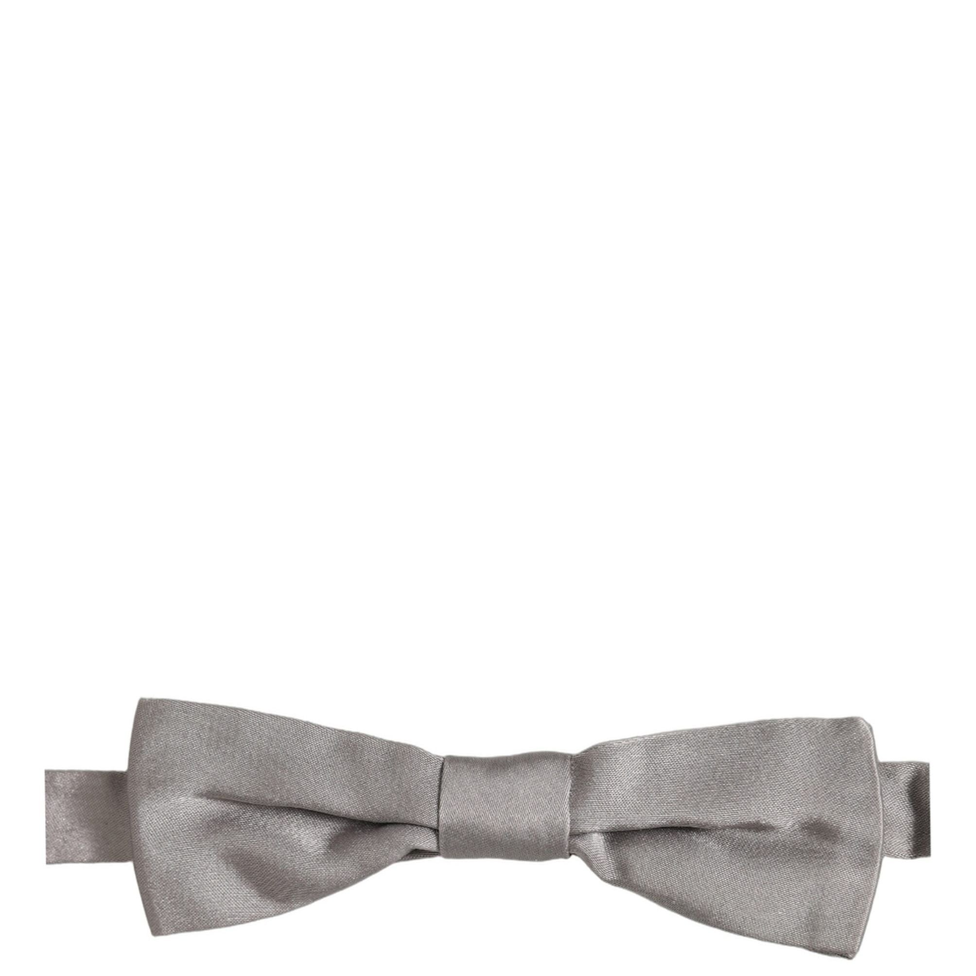 Dolce & Gabbana Men Gray 100% Silk Adjustable Neck Papillon Bow Tie