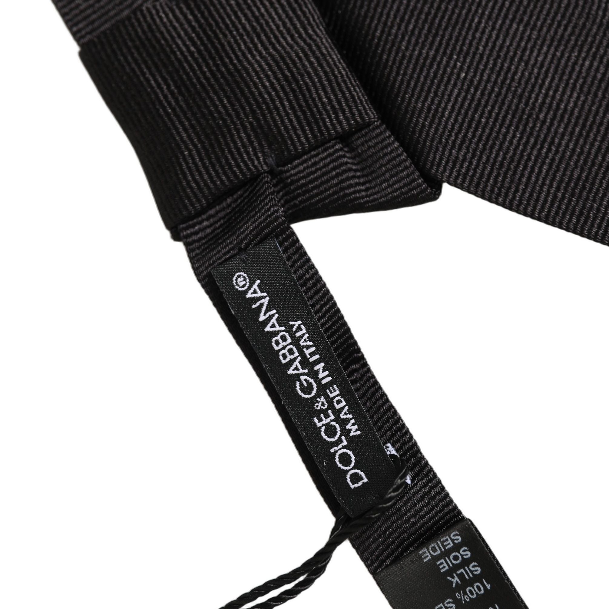 Dolce & Gabbana Men Black 100% SIlk Adjustable Neck Papillon Bow Tie