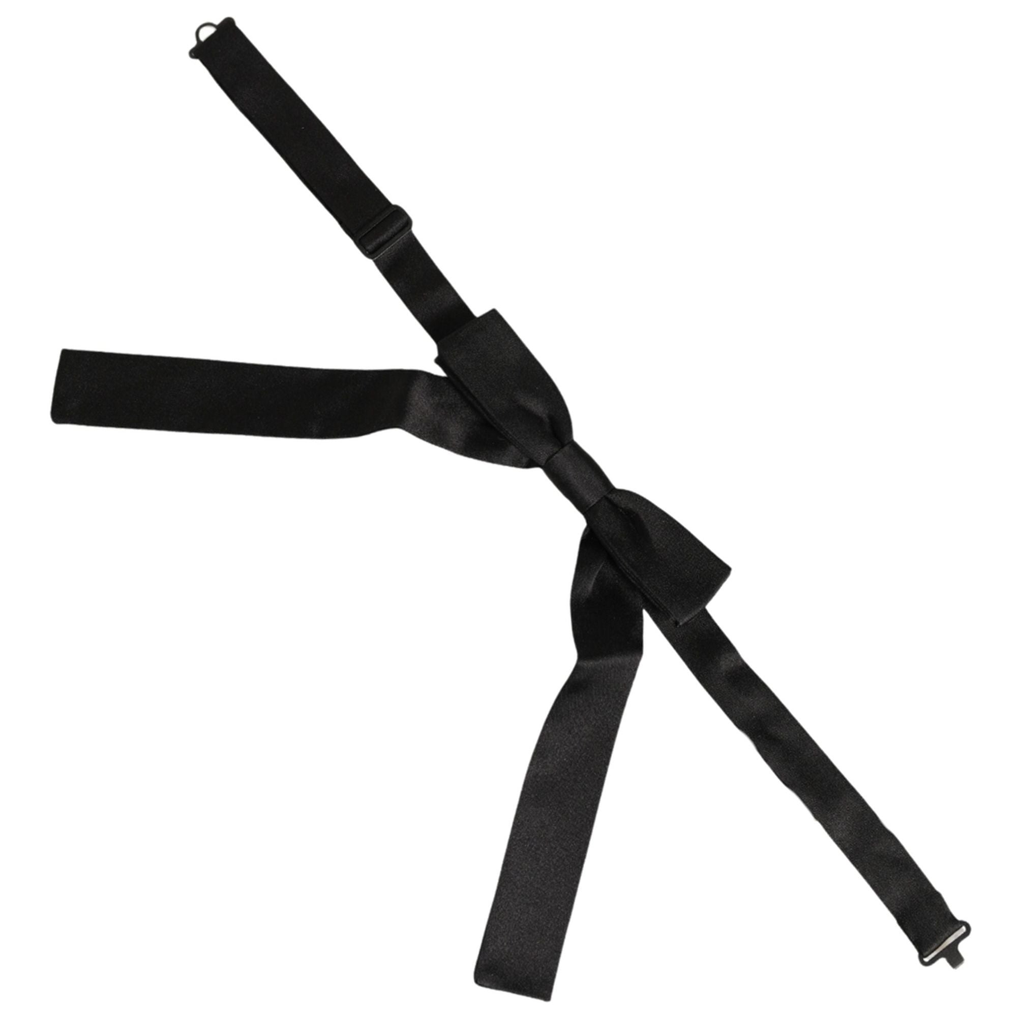 Dolce & Gabbana Men Black 100% SIlk Adjustable Neck Papillon Bow Tie