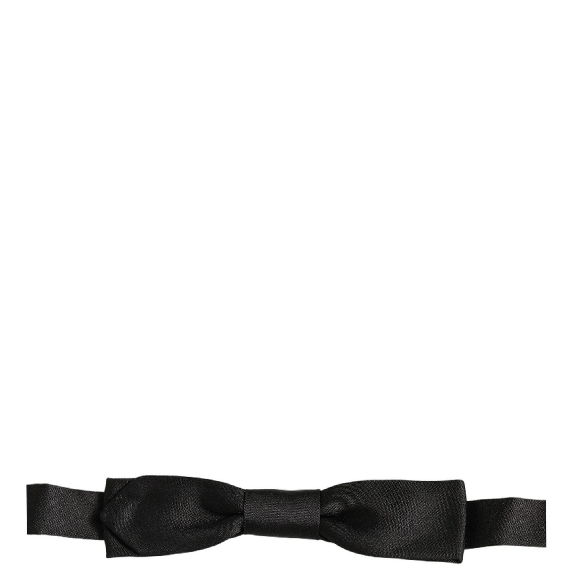 Dolce & Gabbana Men Black 100% SIlk Adjustable Neck Papillon Bow Tie