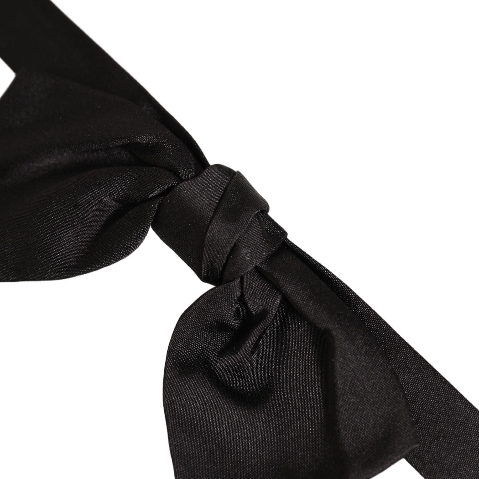Dolce & Gabbana Men Black 100% SIlk Adjustable Neck Papillon Bow Tie