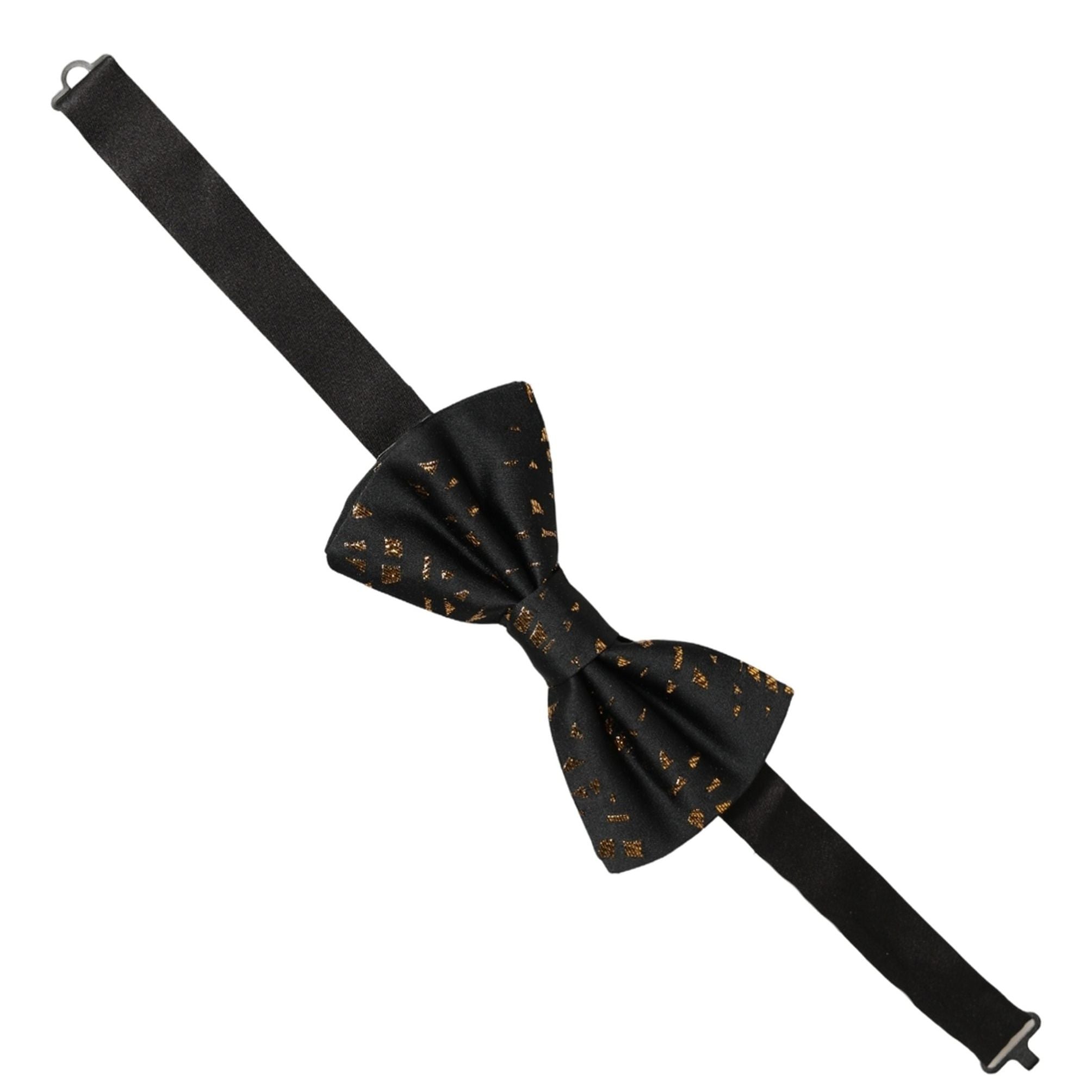 Dolce & Gabbana Black Gold Speckle Pattern Adjustable Neck Papillon Bow Tie