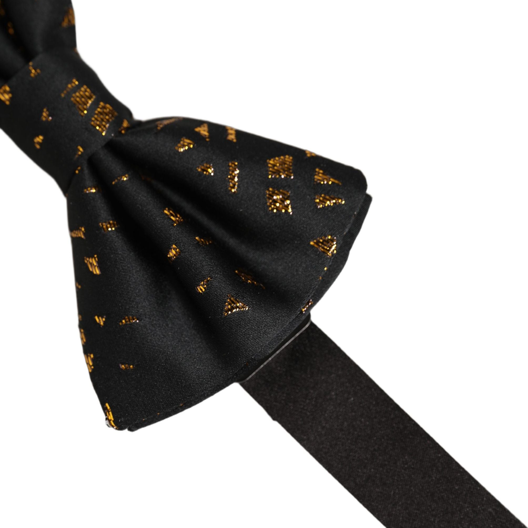 Dolce & Gabbana Black Gold Speckle Pattern Adjustable Neck Papillon Bow Tie