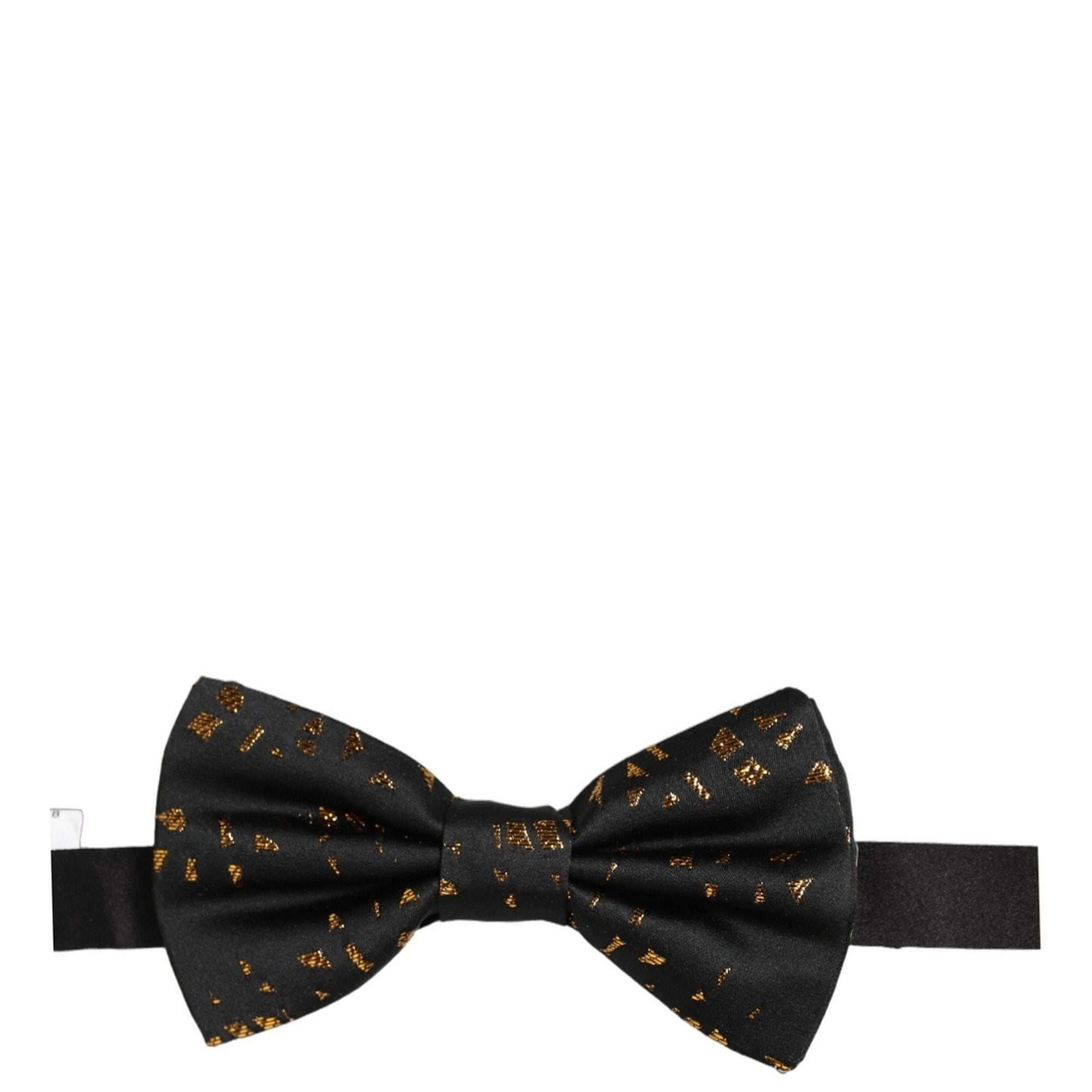 Dolce & Gabbana Black Gold Speckle Pattern Adjustable Neck Papillon Bow Tie