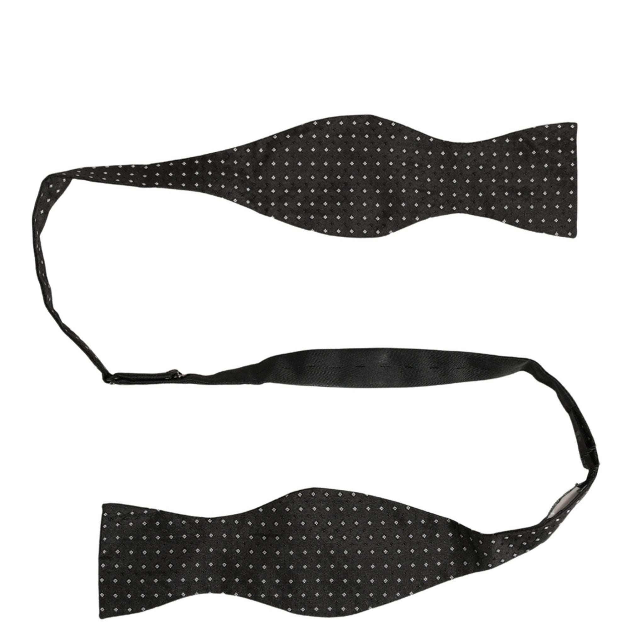 Dolce & Gabbana Black White Polka Dot Adjustable Neck Papillon Bow Tie