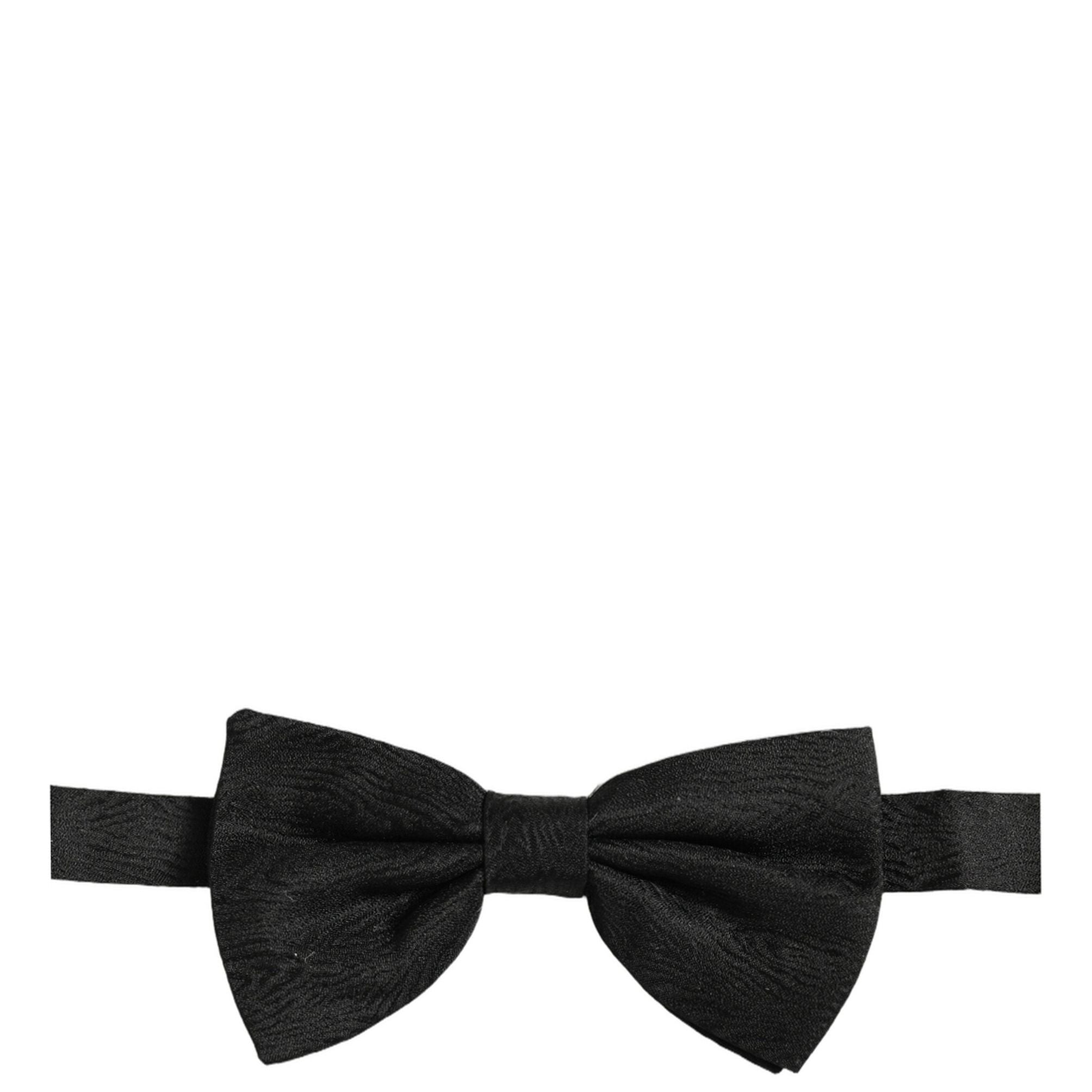 Dolce & Gabbana Men Black Silk Brocade Adjustable Neck Papillon Bow Tie