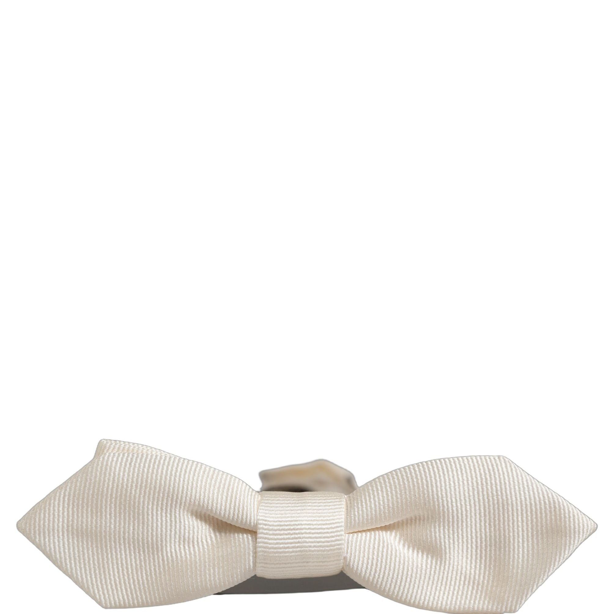 Dolce & Gabbana Men White 100% Silk Adjustable Neck Papillon Bow Tie