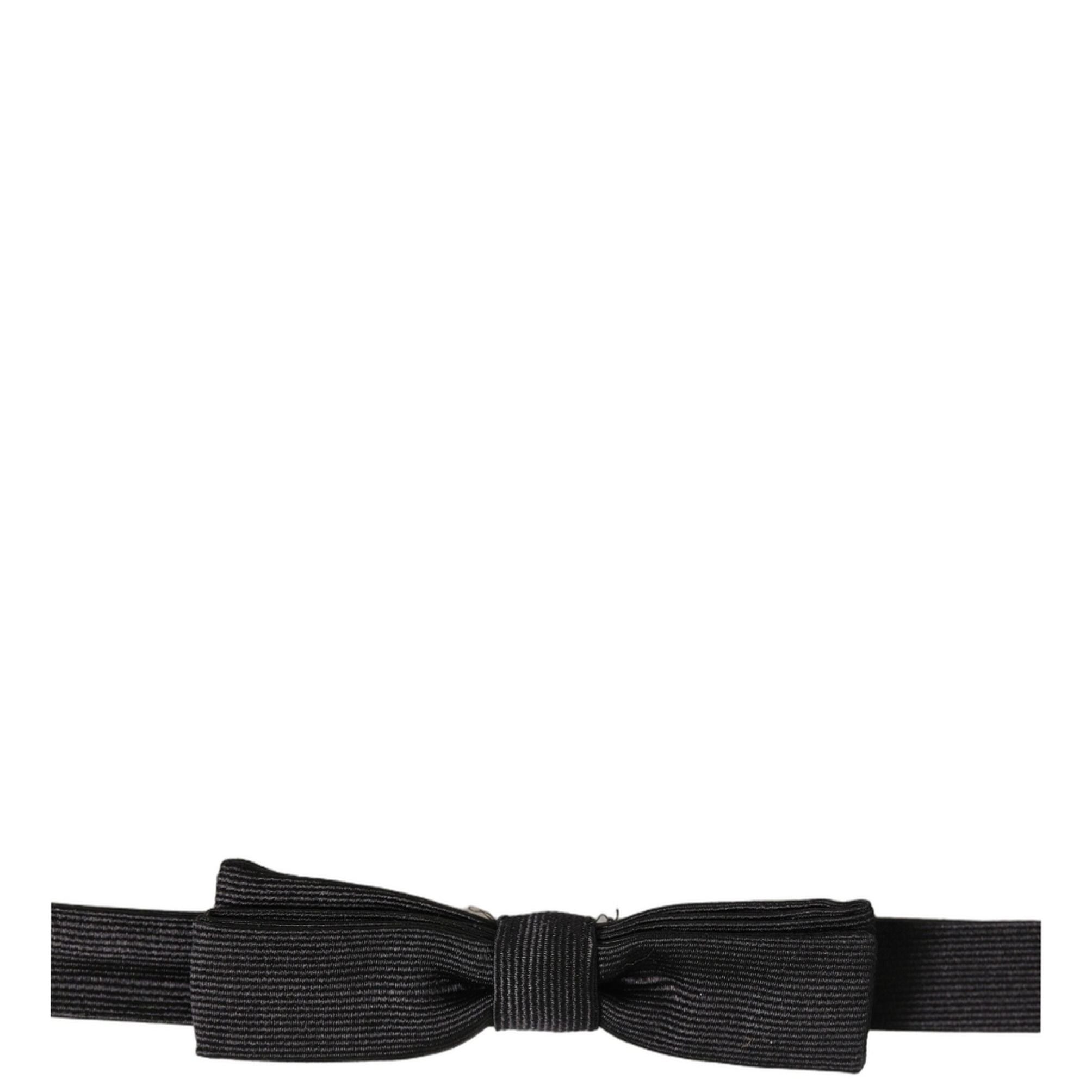 Dolce & Gabbana Men Black 100% SIlk Adjustable Neck Papillon Bow Tie