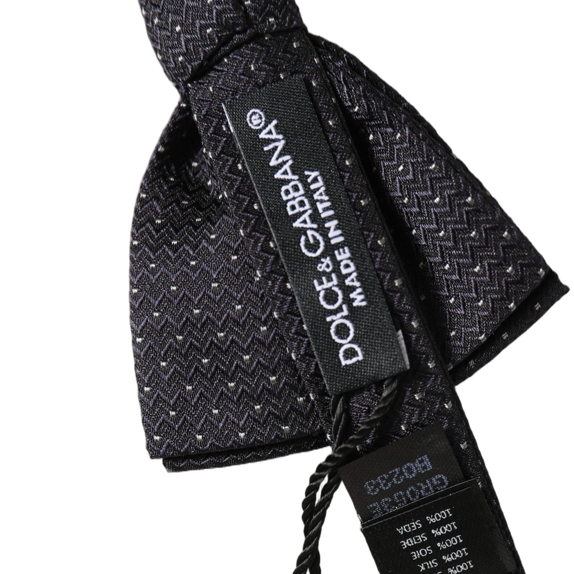 Dolce & Gabbana Black White Polka Dot Adjustable Neck Papillon Bow Tie