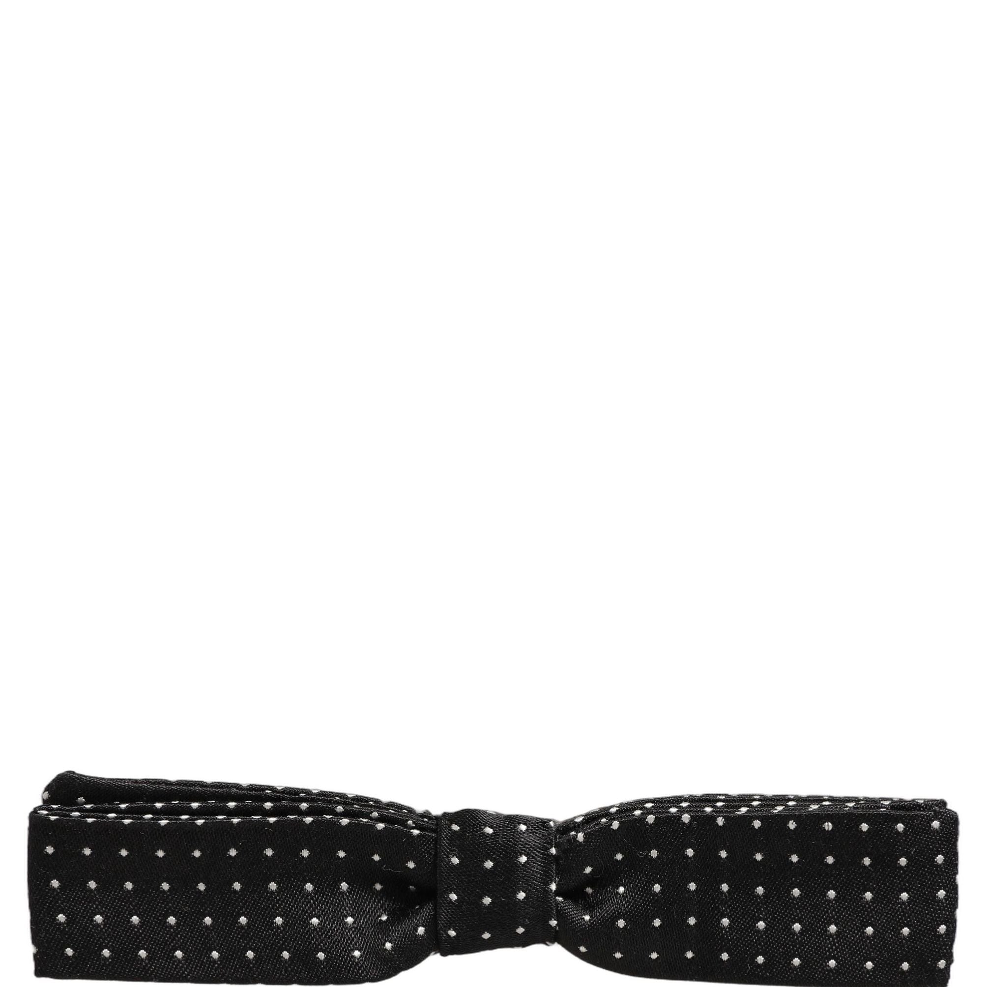 Dolce & Gabbana Black White Polka Dot Adjustable Neck Papillon Bow Tie