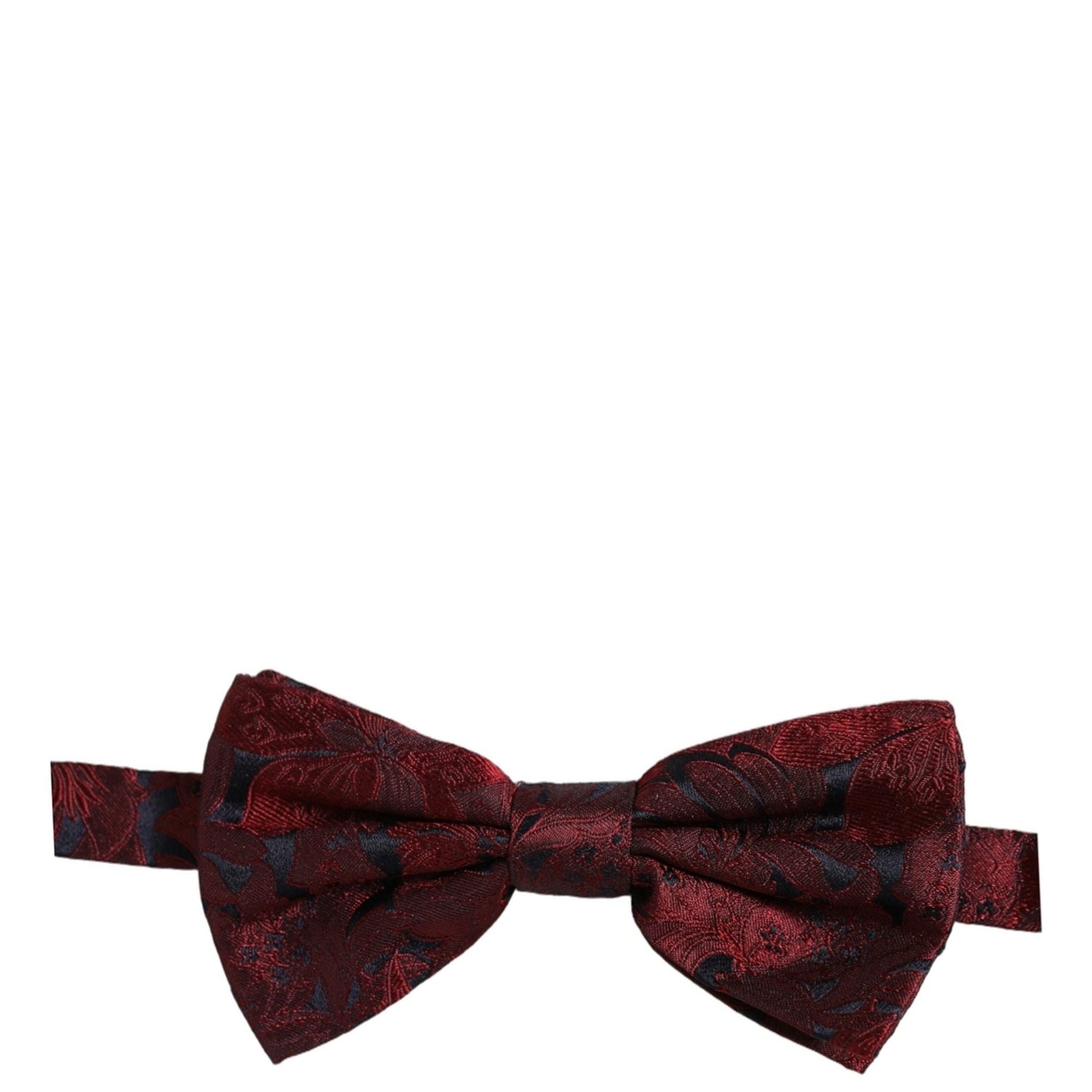 Dolce & Gabbana Men Maroon Paisley SIlk Adjustable Neck Papillon Bow Tie