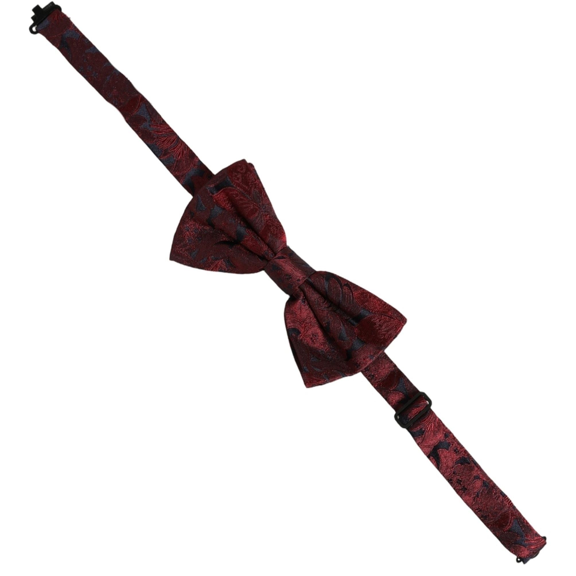 Dolce & Gabbana Men Maroon Paisley SIlk Adjustable Neck Papillon Bow Tie