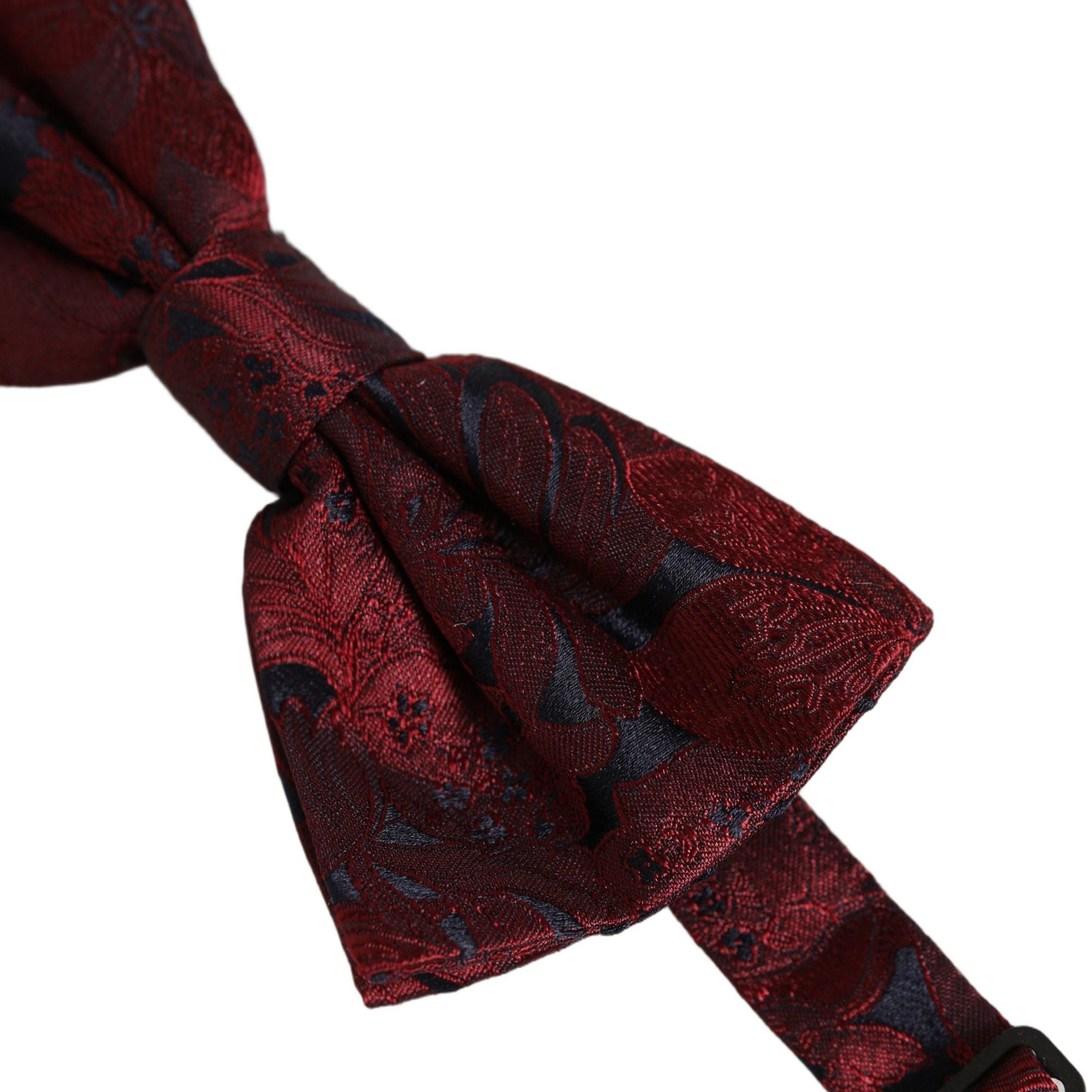 Dolce & Gabbana Men Maroon Paisley SIlk Adjustable Neck Papillon Bow Tie