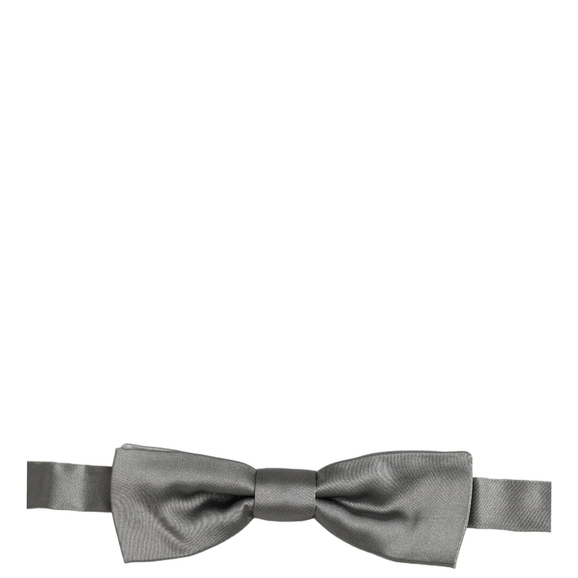 Dolce & Gabbana Men Gray 100% Silk Adjustable Neck Papillon Bow Tie