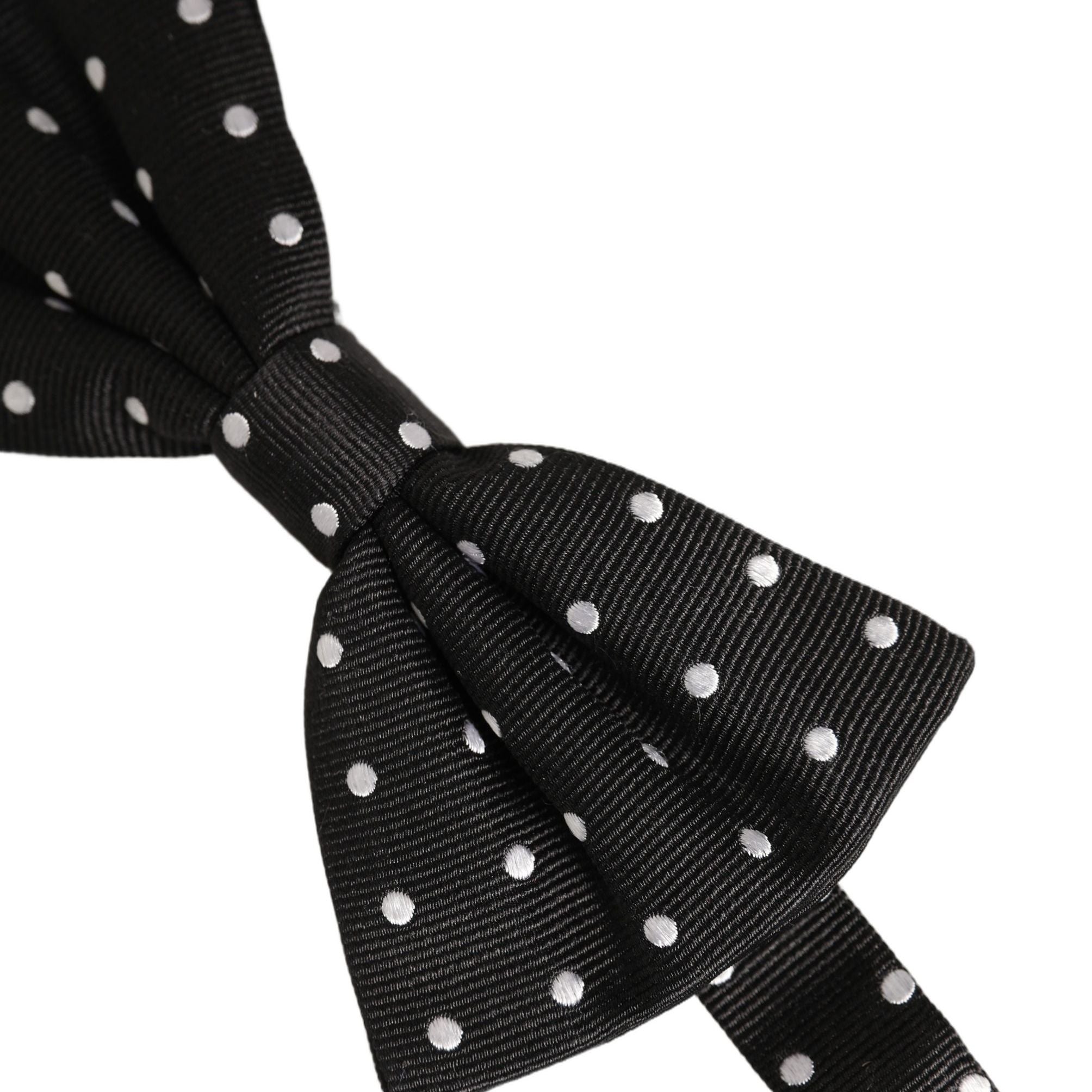Dolce & Gabbana Black White Polka Dot Adjustable Neck Papillon Bow Tie