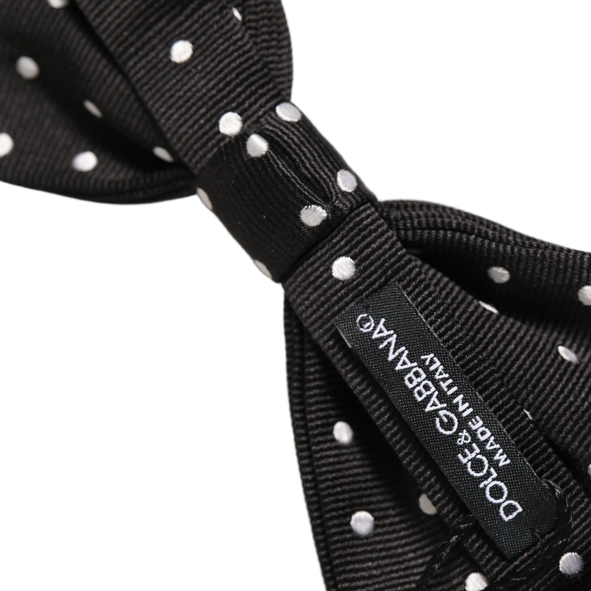Dolce & Gabbana Black White Polka Dot Adjustable Neck Papillon Bow Tie