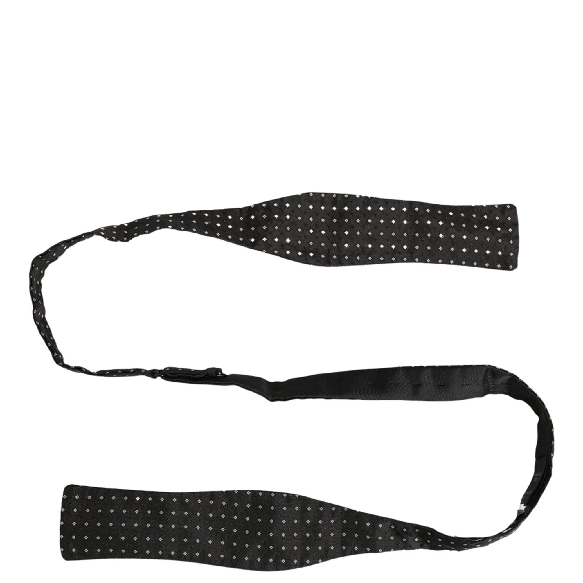 Dolce & Gabbana Black White Polka Dot Adjustable Neck Papillon Bow Tie