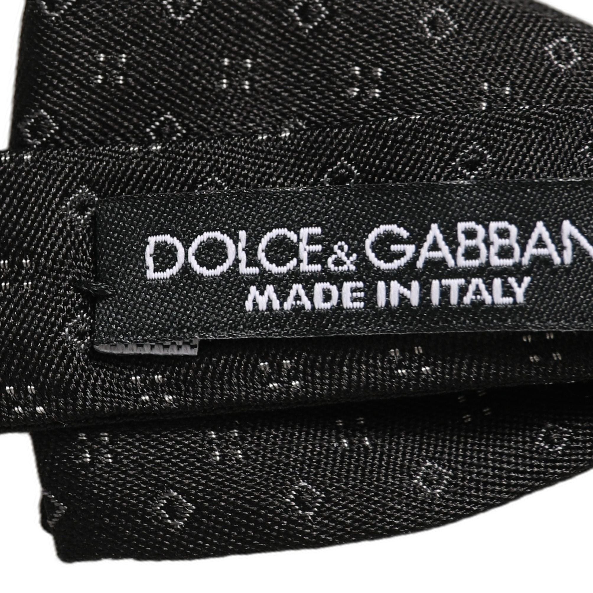 Dolce & Gabbana Black Diamond Pattern Adjustable Neck Papillon Bow Tie